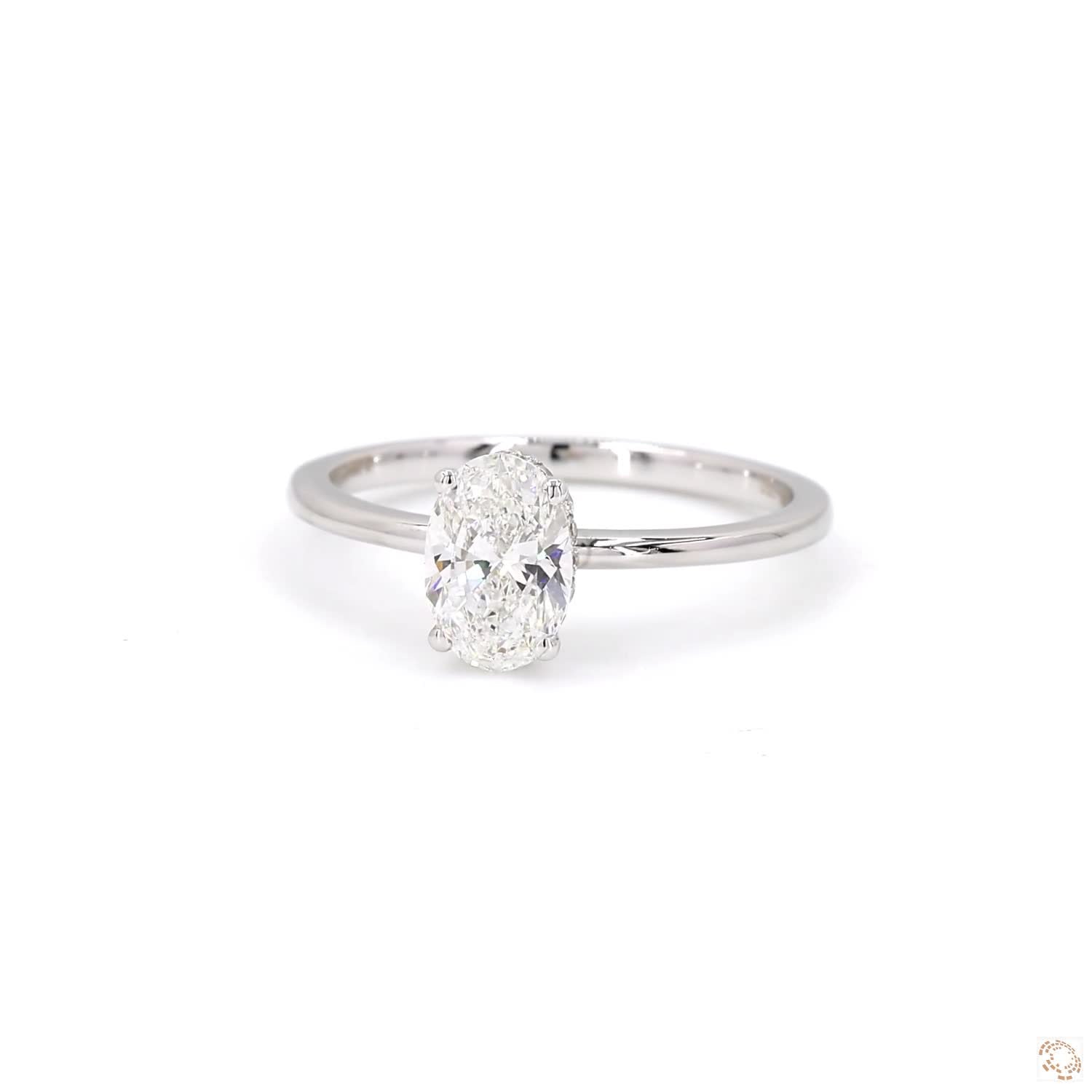 Solitaire Oval Shape & Hidden Halo Diamond Ring
