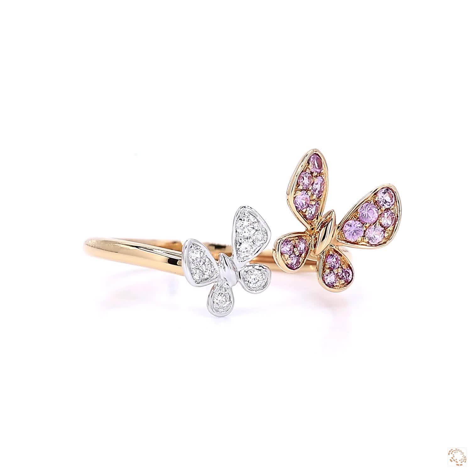 Double Butterfly Diamond & Sapphire Ring (0.26 ct)