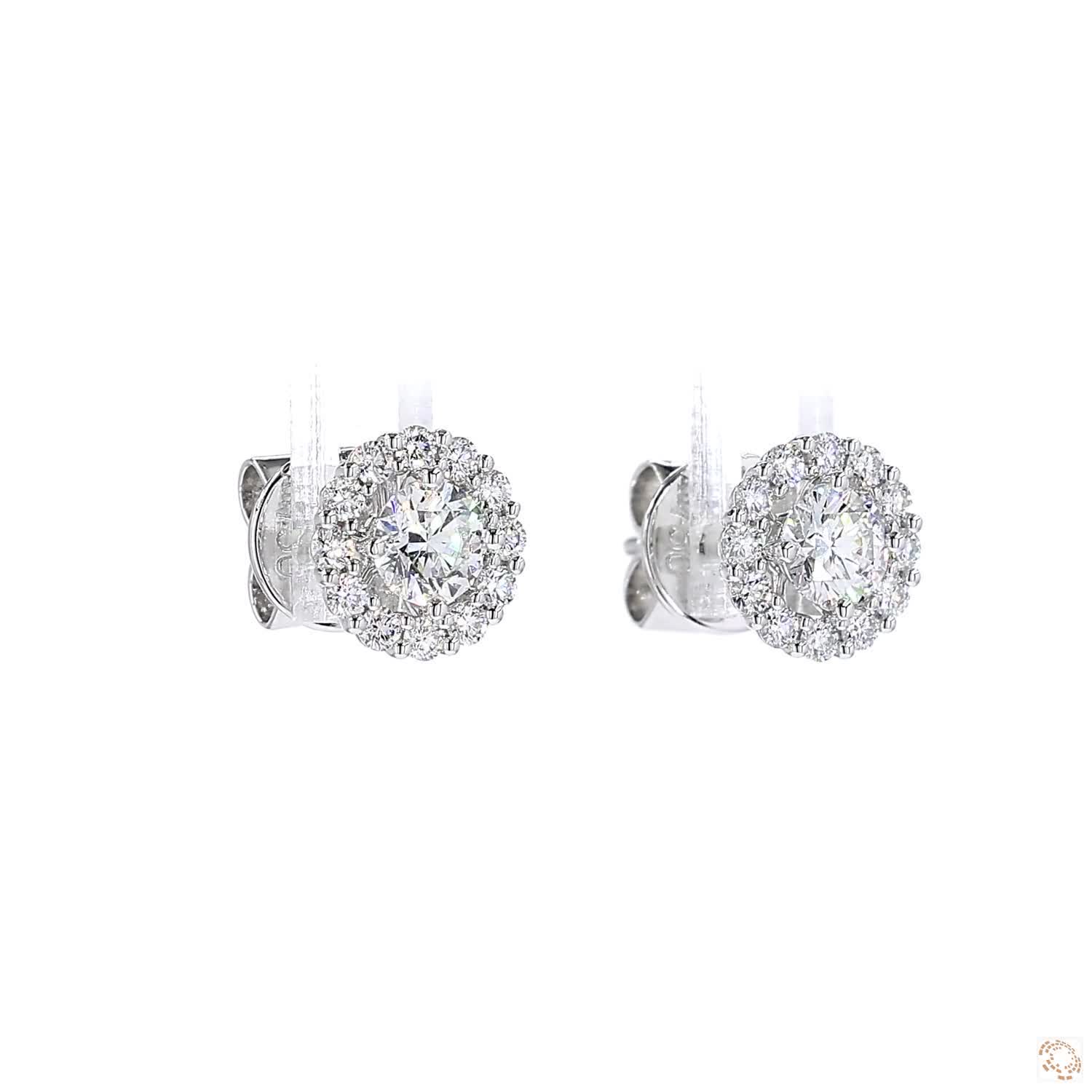 Halo Diamond Stud Earrings with Jacket (0.3 ct. per diamond)