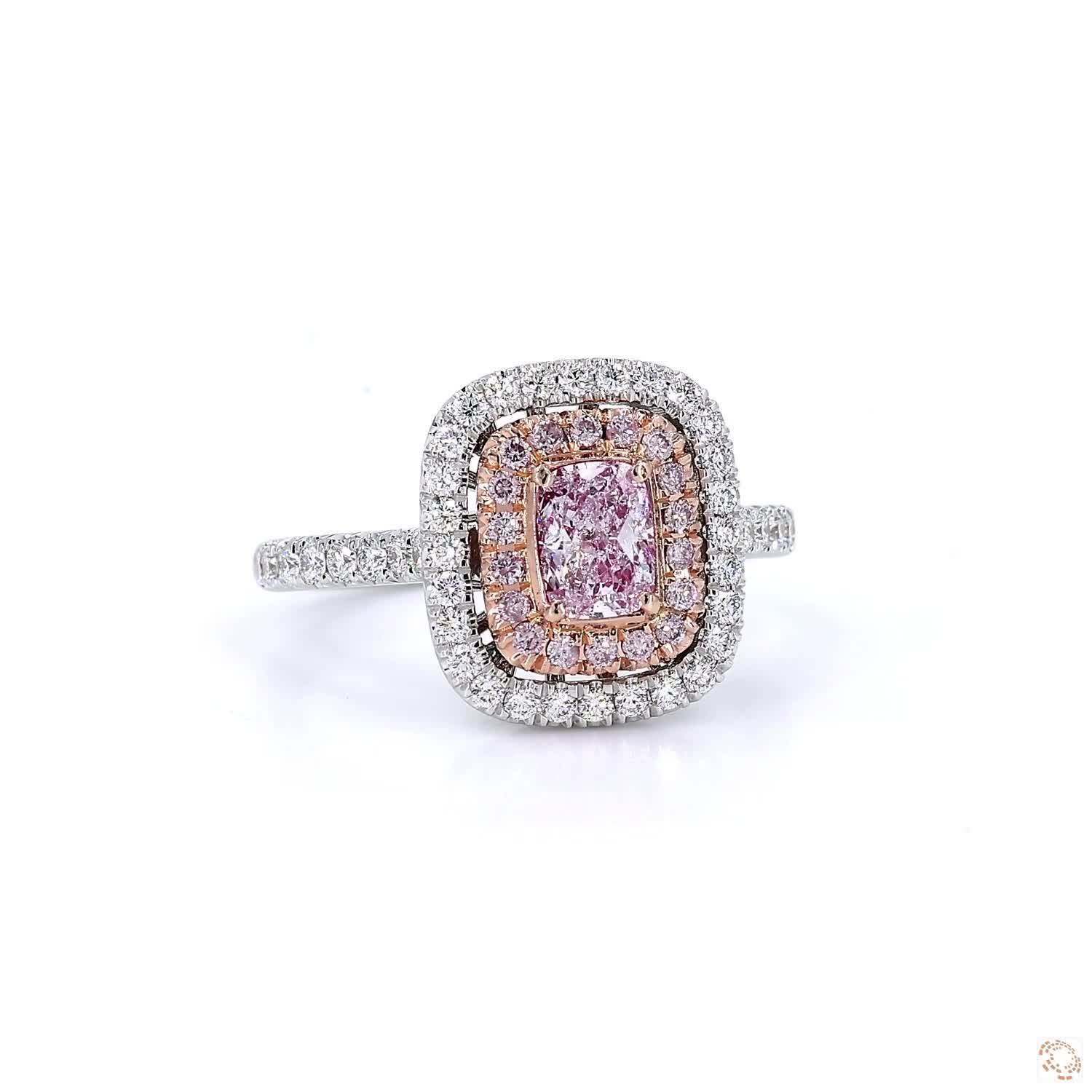 Cushion Cut Pink Diamonds With Halo Ring
