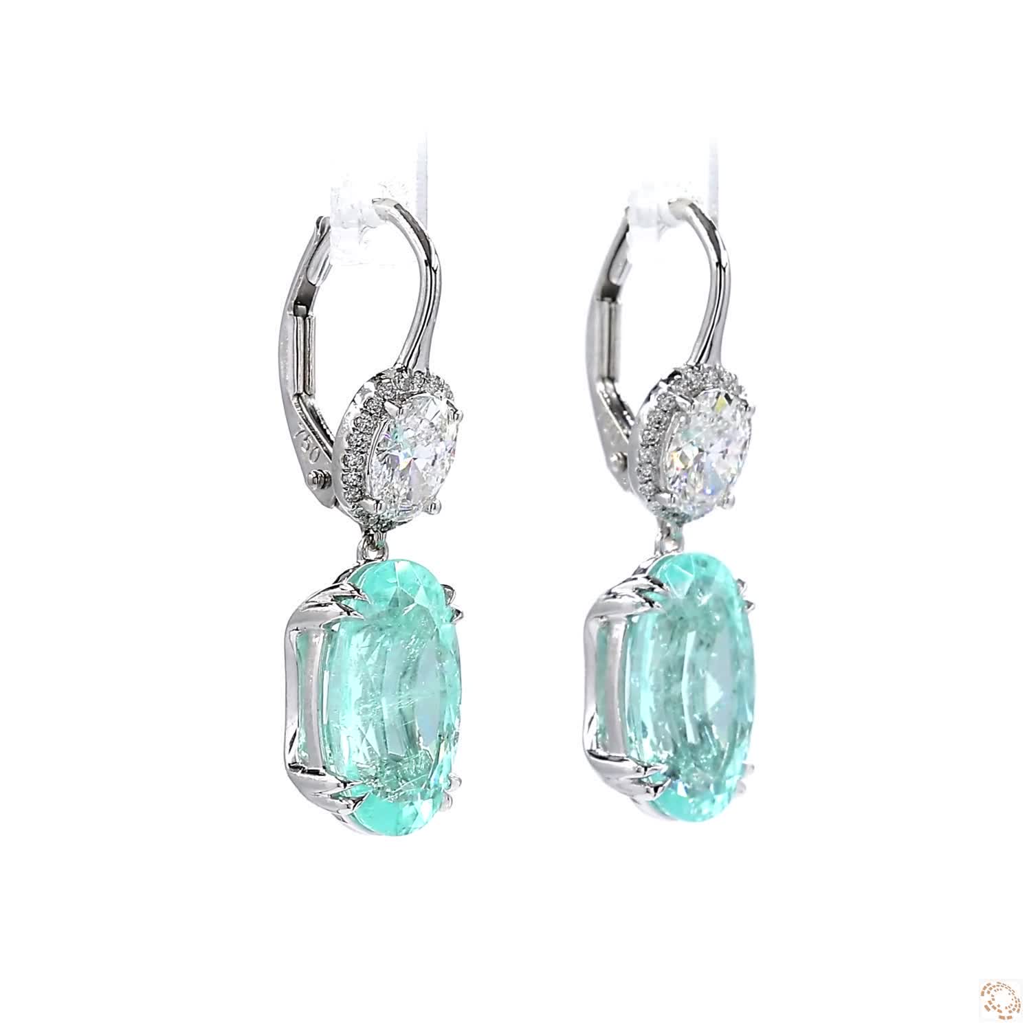 Paraiba And Diamonds Halo Drop Earrings