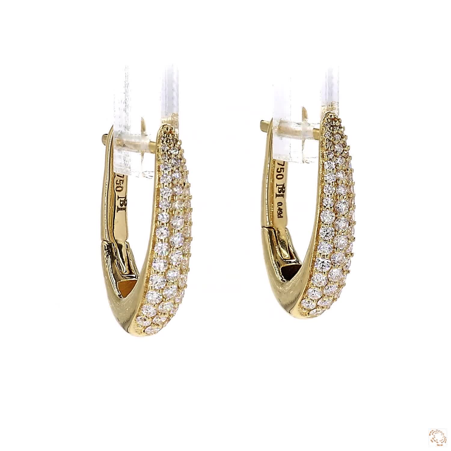 Pavé Diamond Three Rows Hoops Earrings