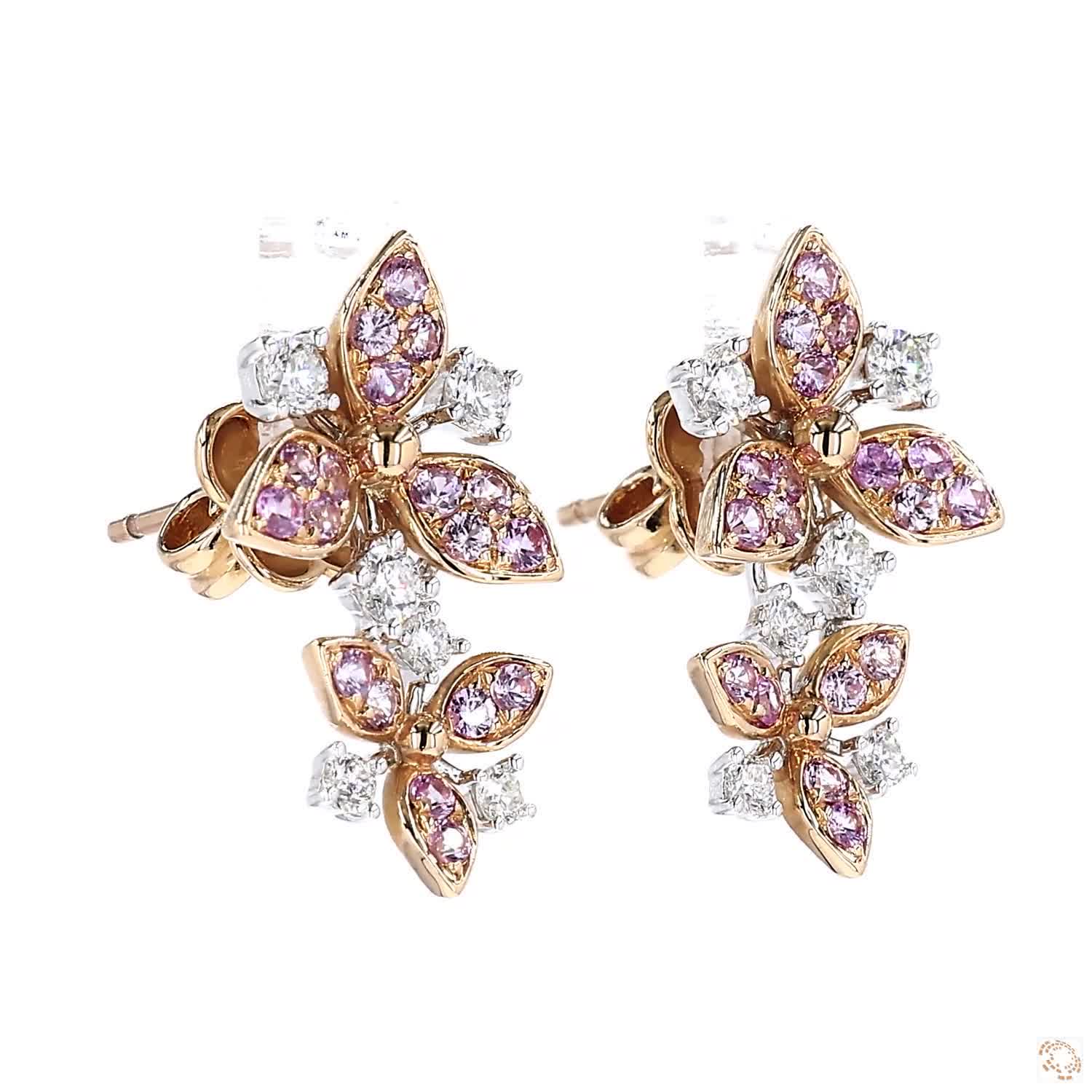 Snowflake Stud Earrings with Pink Sapphire (1.06 ct. tw.)