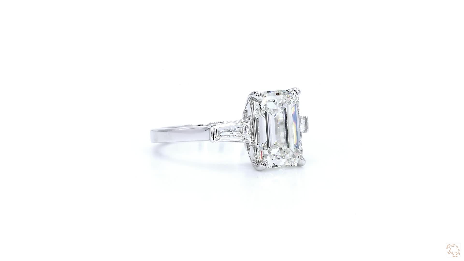 Emerald cut & baguette Three-Stone Engagement Ring