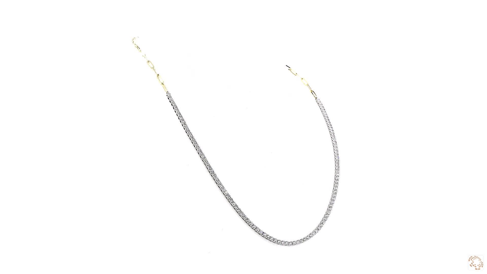 Halfway Diamond Tennis with Paperclip Chain