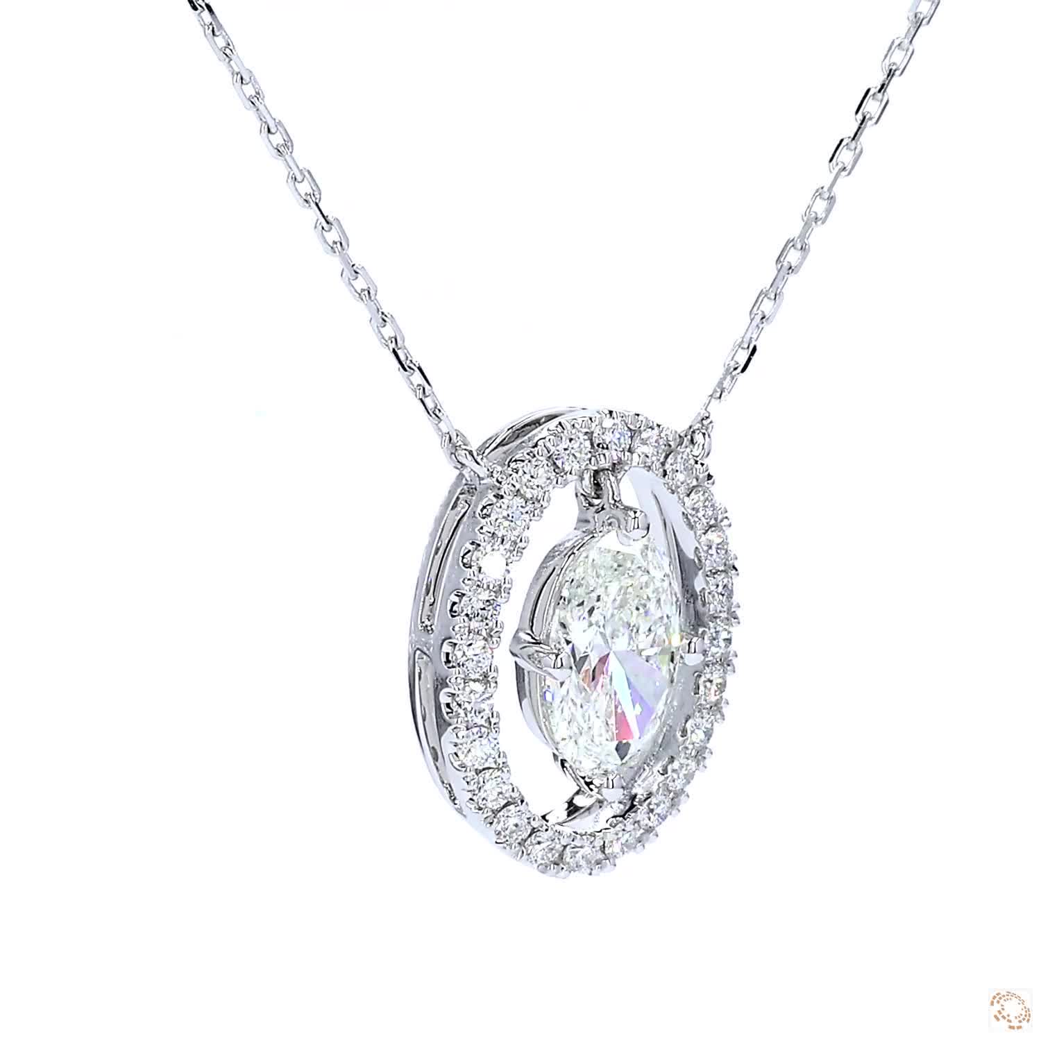 Floating Oval Diamond Pendant