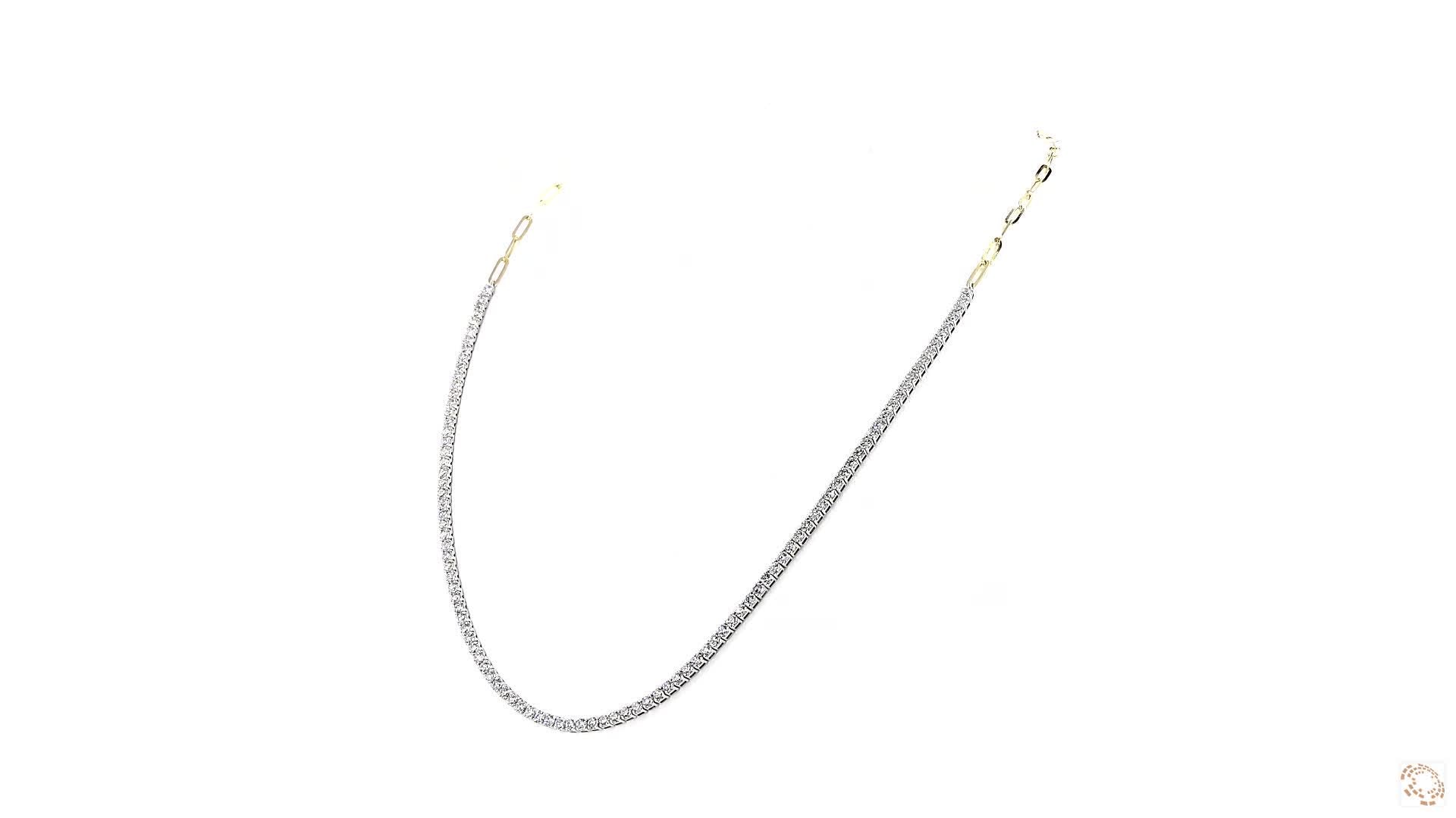Halfway Diamond Tennis with Paperclip Chain