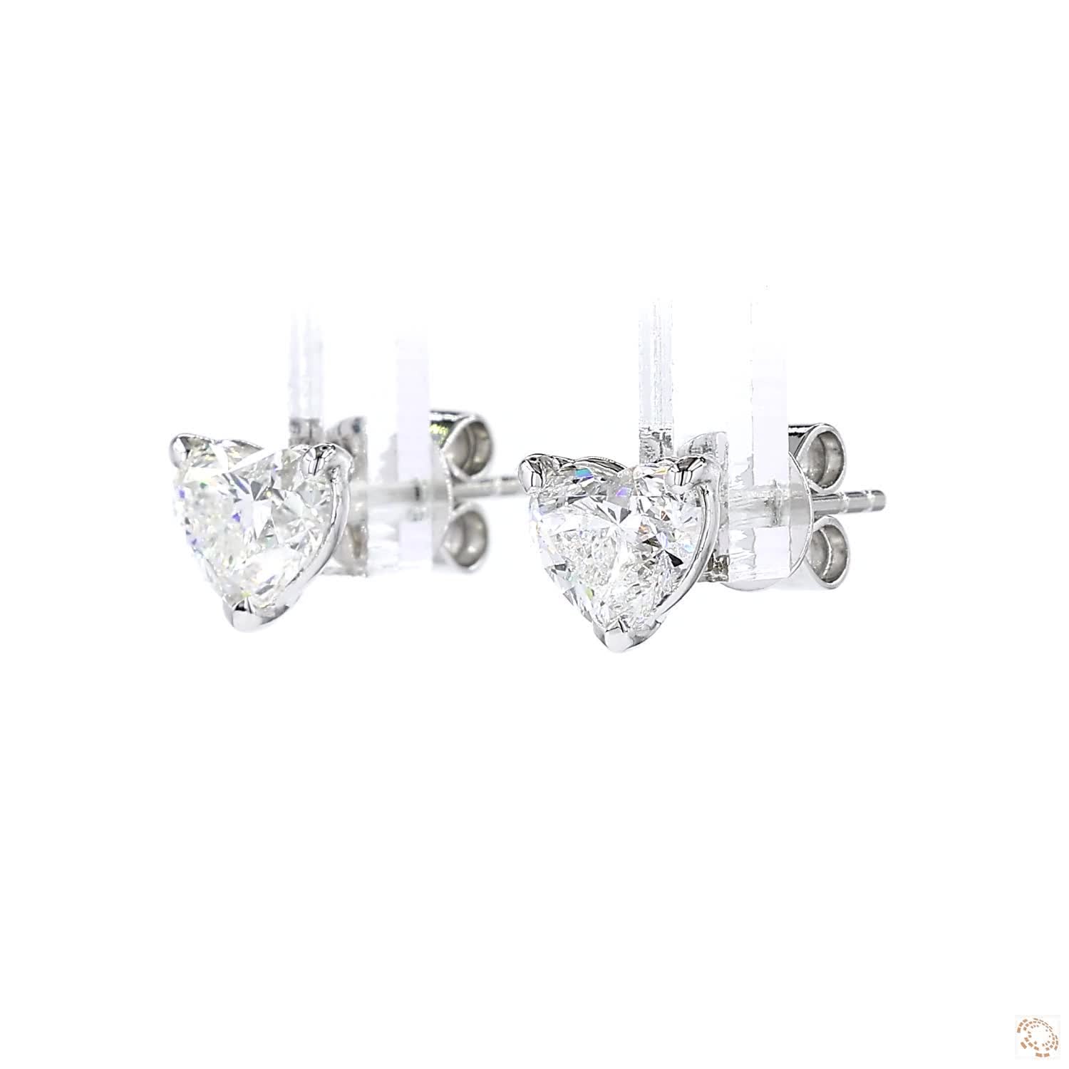 Heart Shape Diamond Stud Earrings (1.02 ct. per diamond)