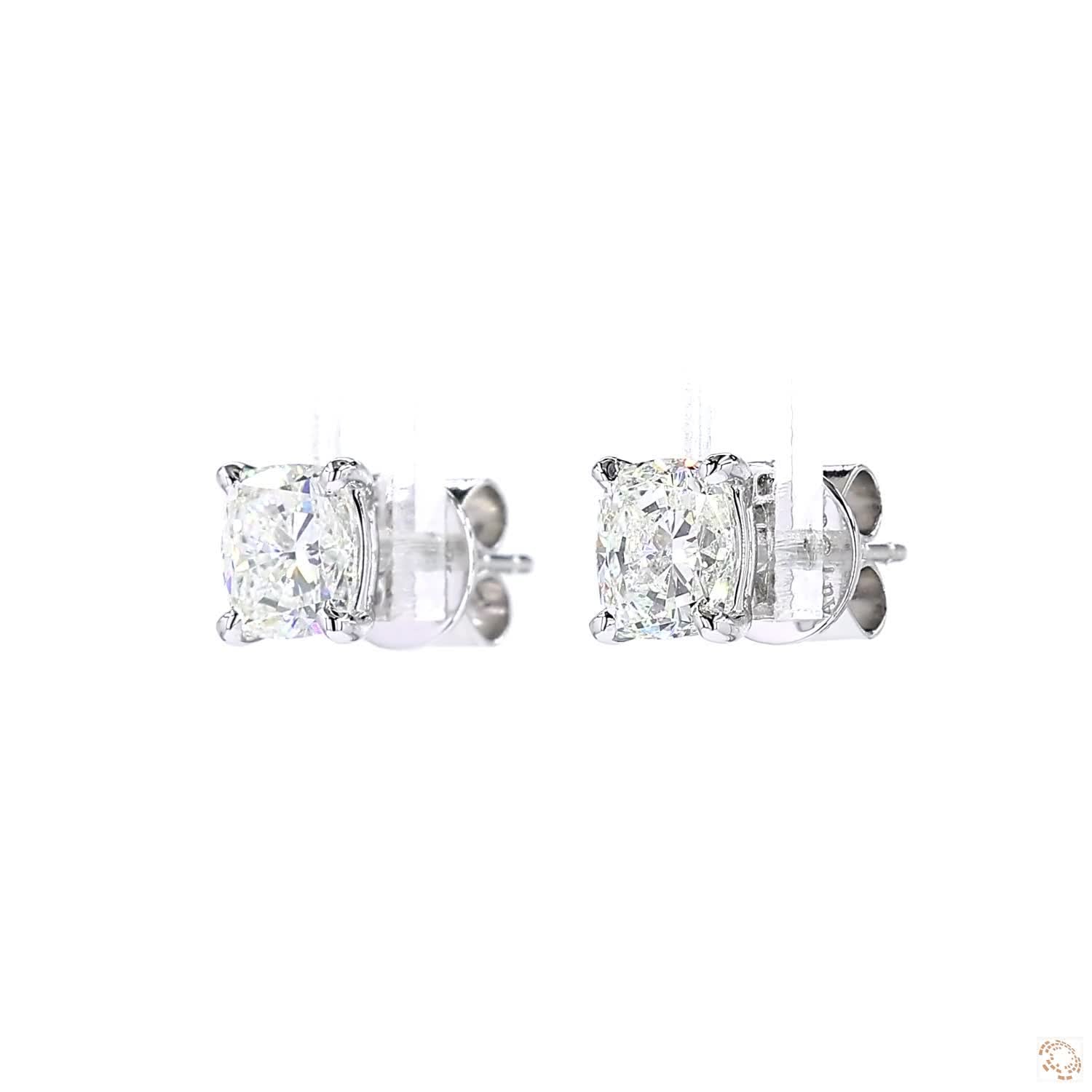 Cushion Cut Diamond Stud Earrings (1.01 ct. per diamond)