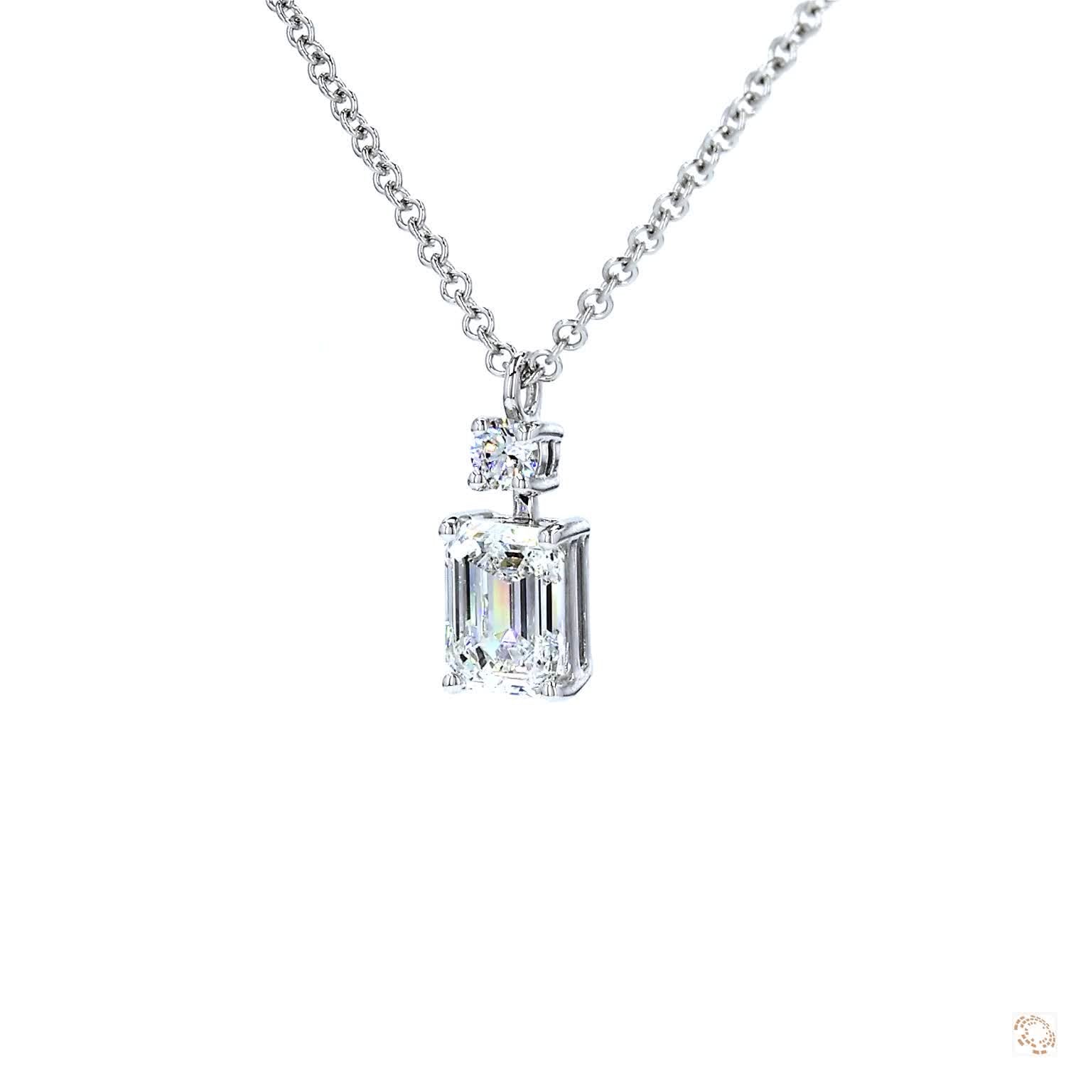 Emerald Cut Diamond Pendant (0.7 ct per diamond)