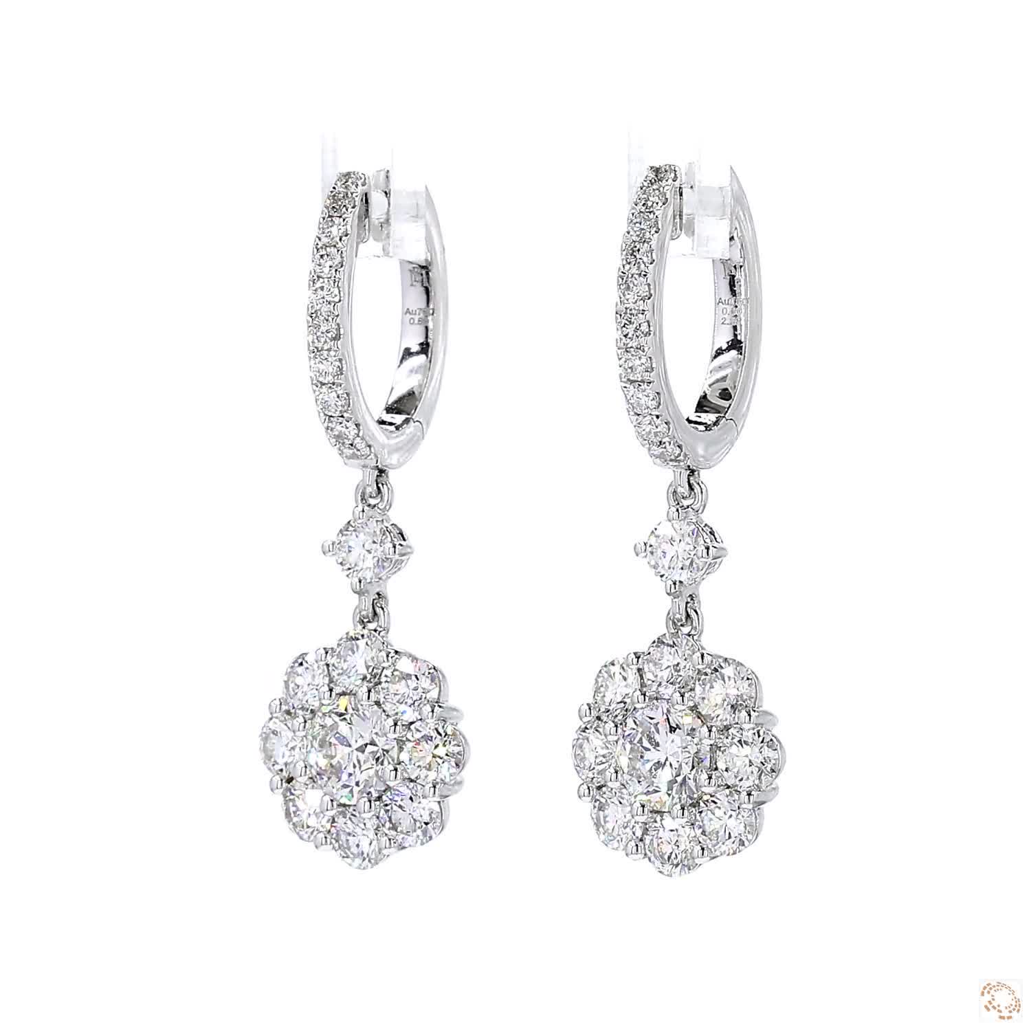 Diamond Stud  Cluster Dangling Earrings (3.275 ct. tw.)