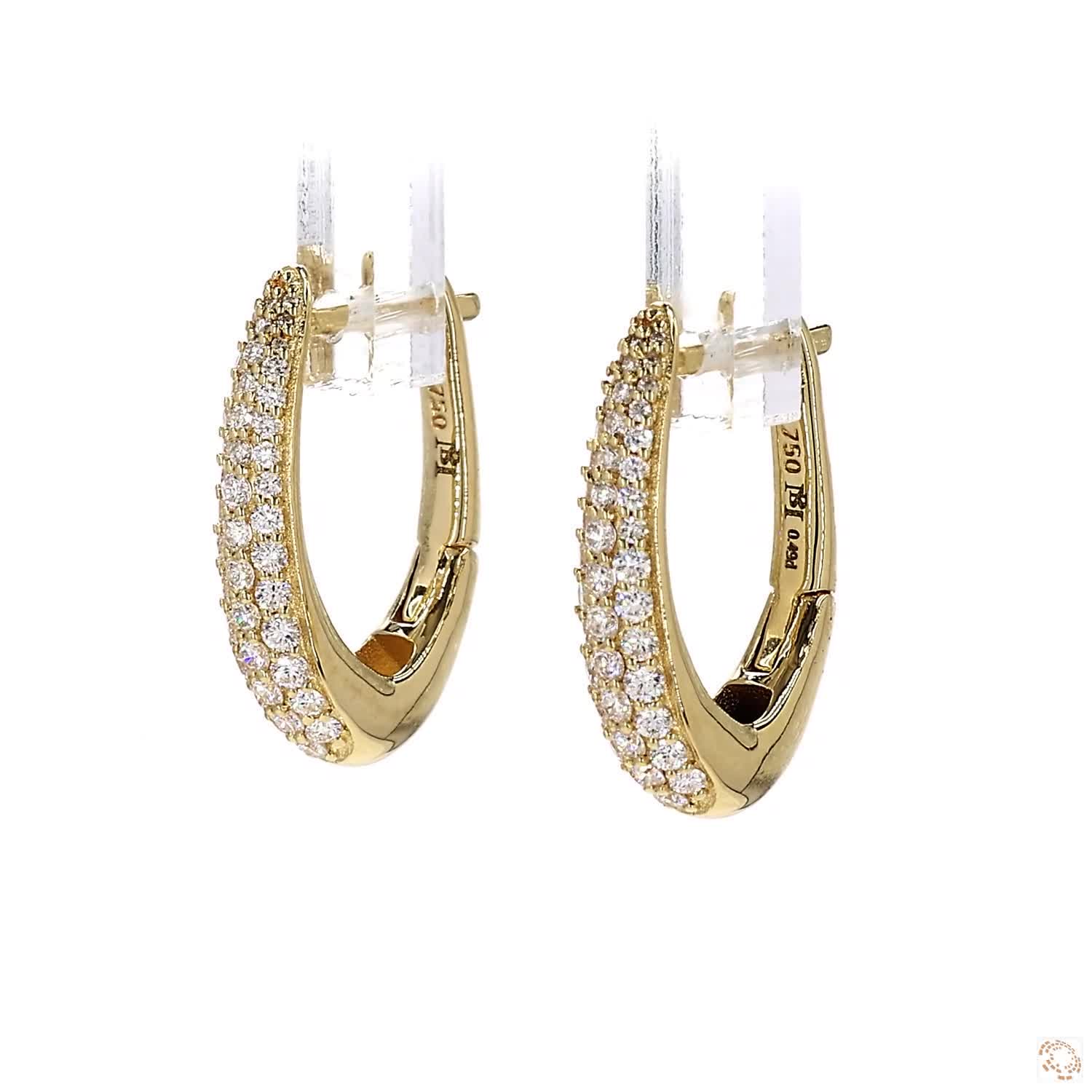 Pavé Diamond Three Rows Hoops Earrings