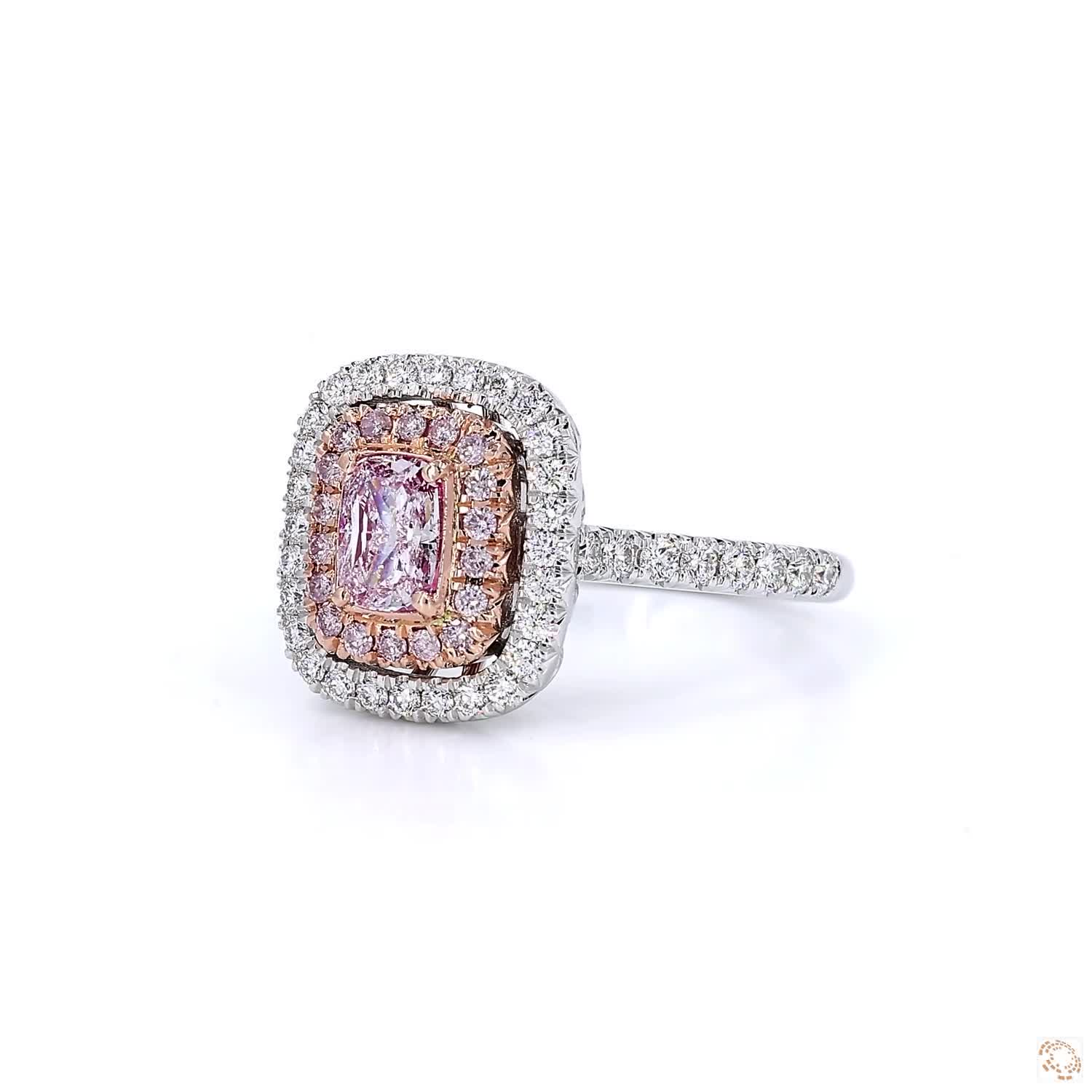 Cushion Cut Pink Diamonds With Halo Ring