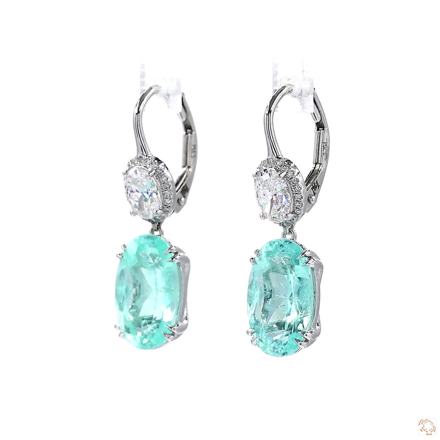 Paraiba And Diamonds Halo Drop Earrings