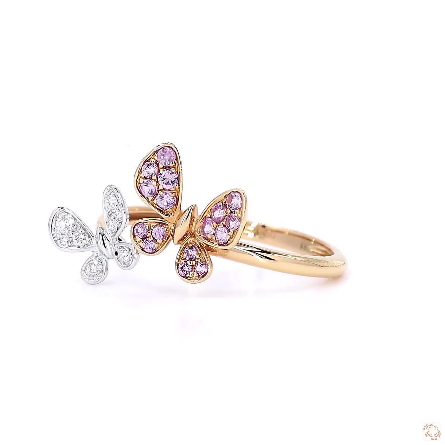 Double Butterfly Diamond & Sapphire Ring (0.26 ct)