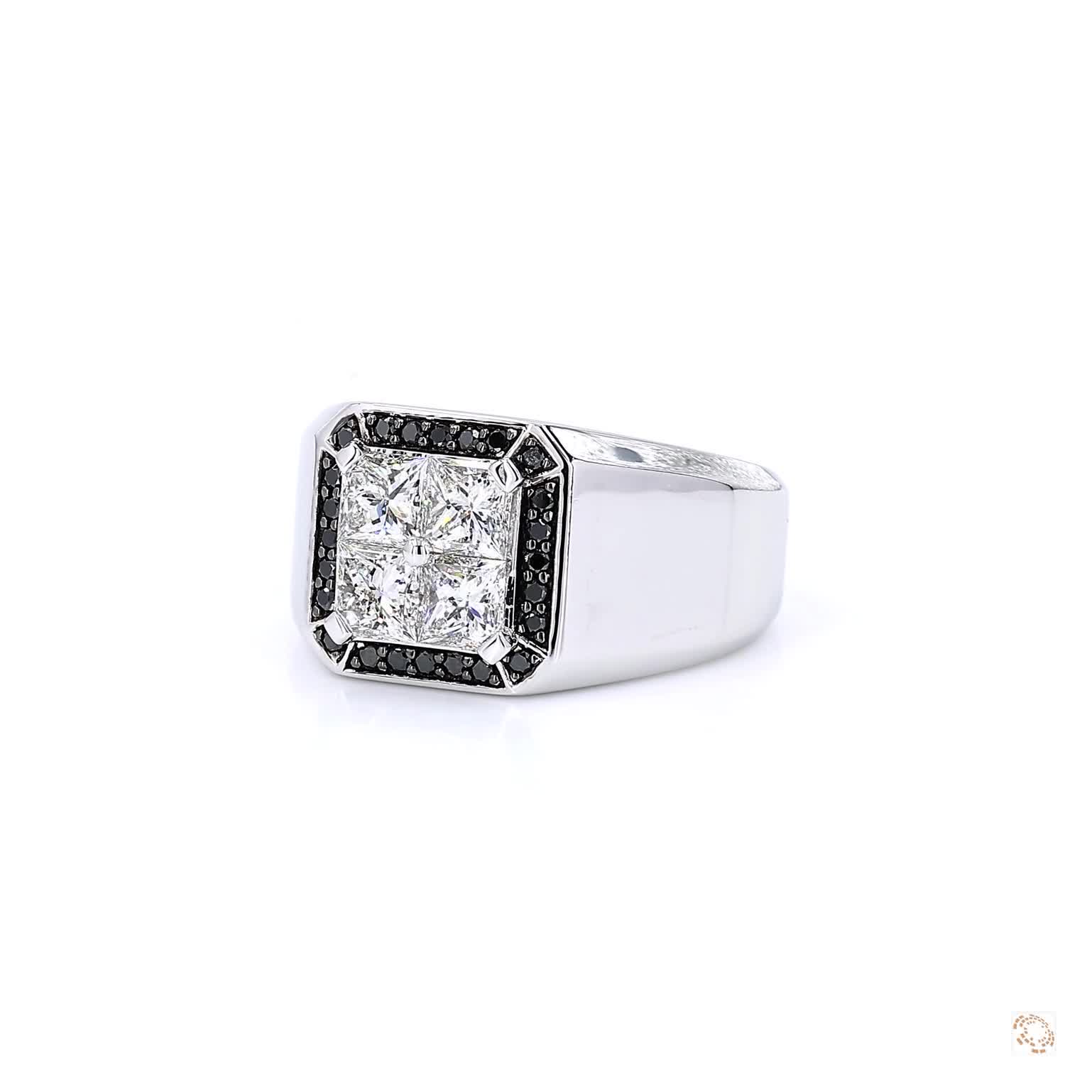Black & White Diamonds Men's Signet Ring