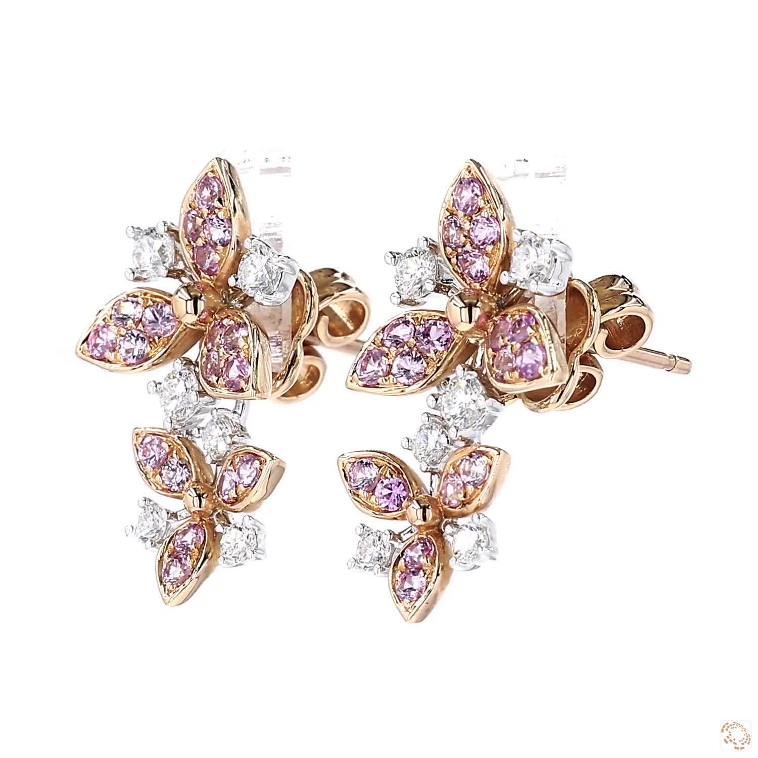 Snowflake Stud Earrings with Pink Sapphire (1.06 ct. tw.)