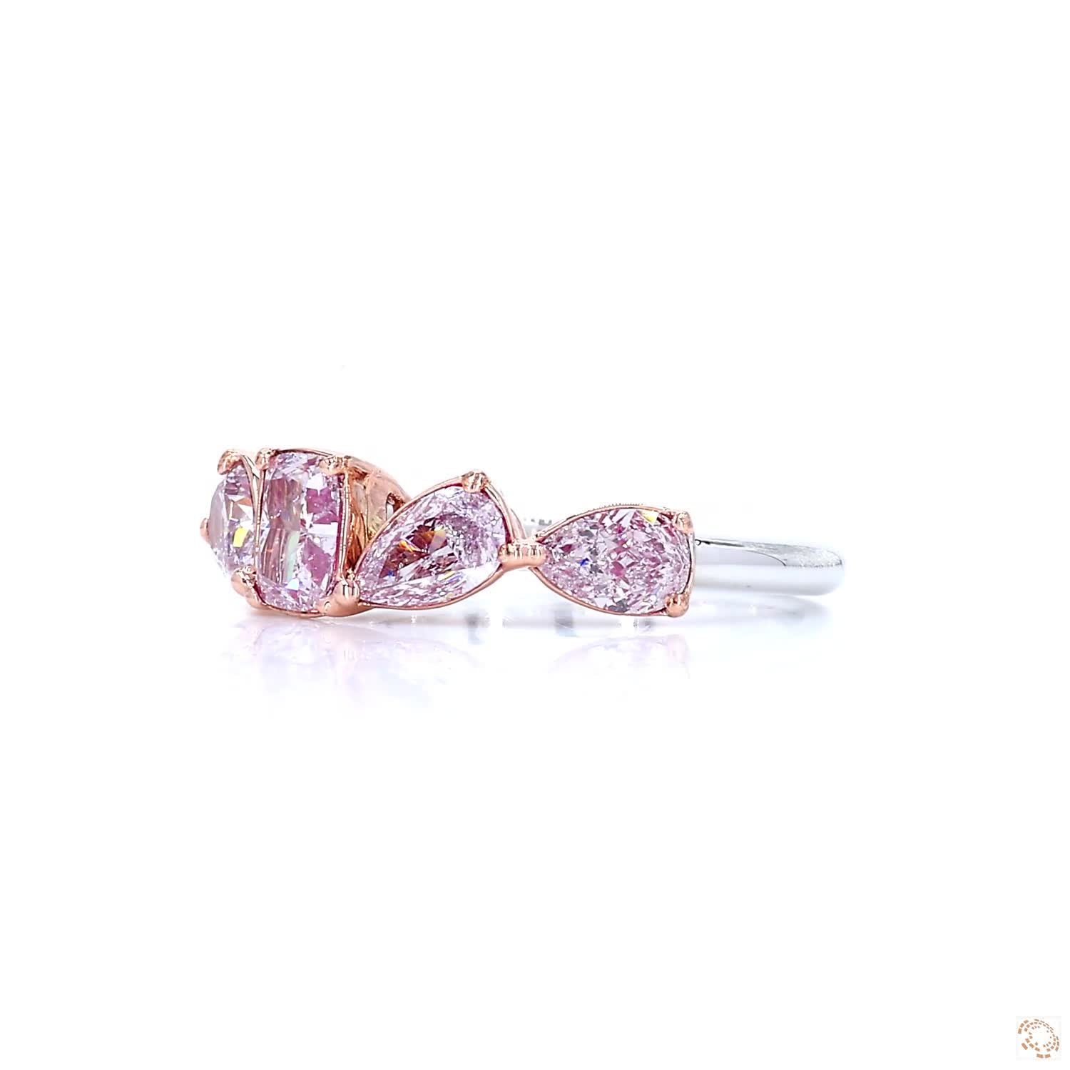 Cushion & Pears Pink Diamonds Ring