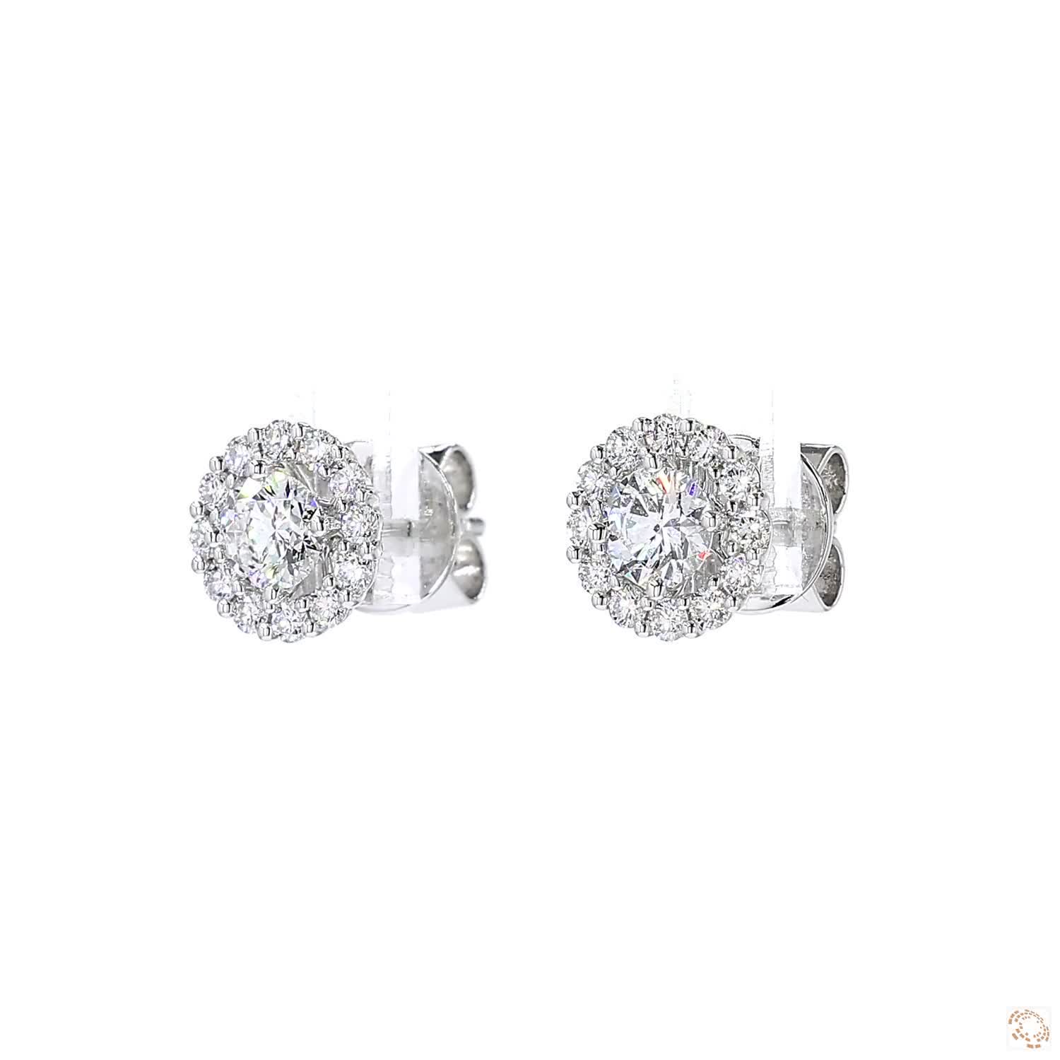Halo Diamond Stud Earrings with Jacket (0.3 ct. per diamond)
