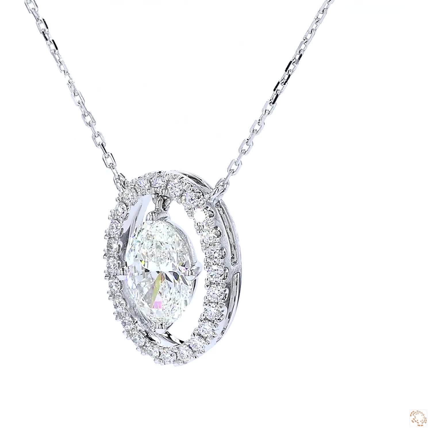 Floating Oval Diamond Pendant