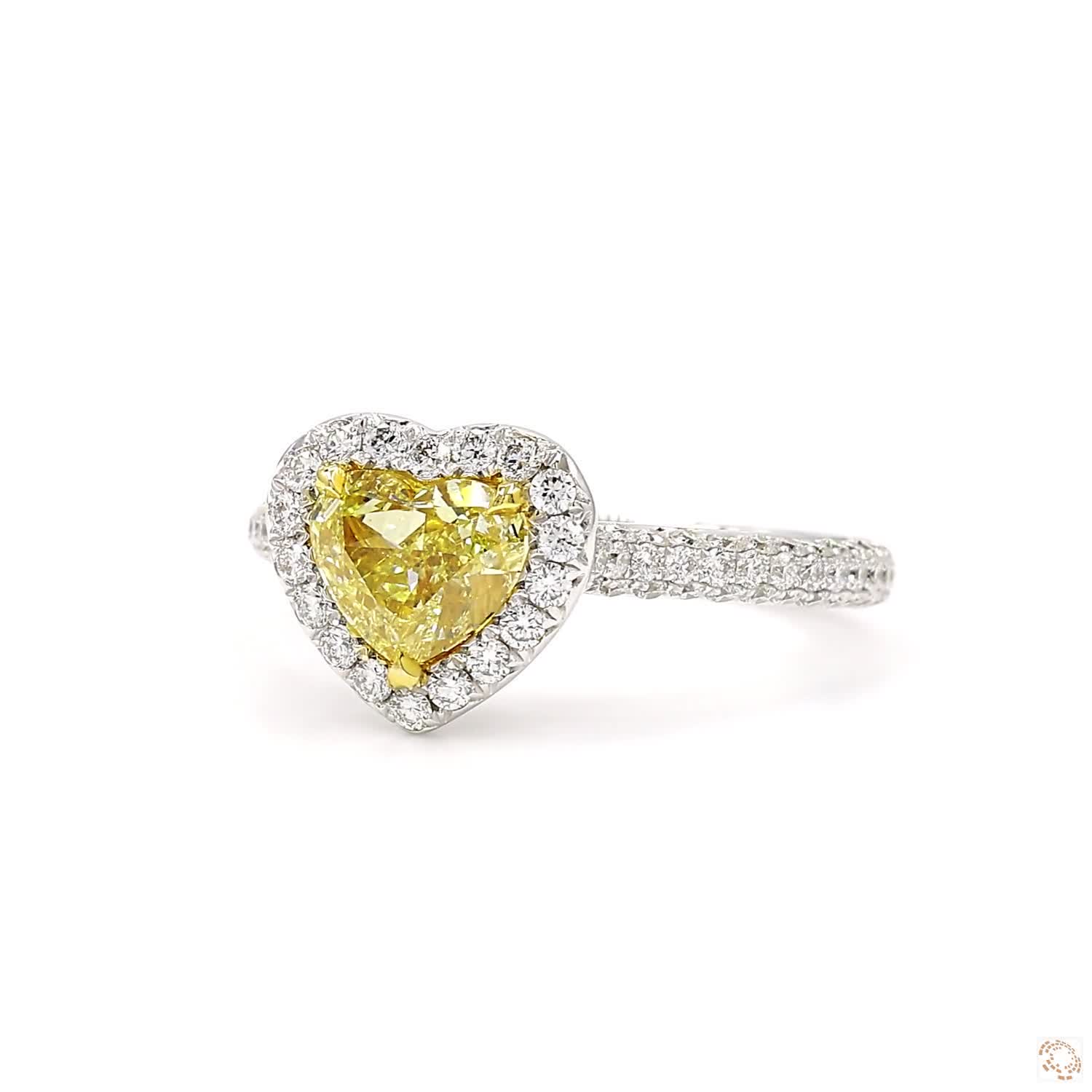 Fancy Yellow Heart Shape Diamond Engagement Ring