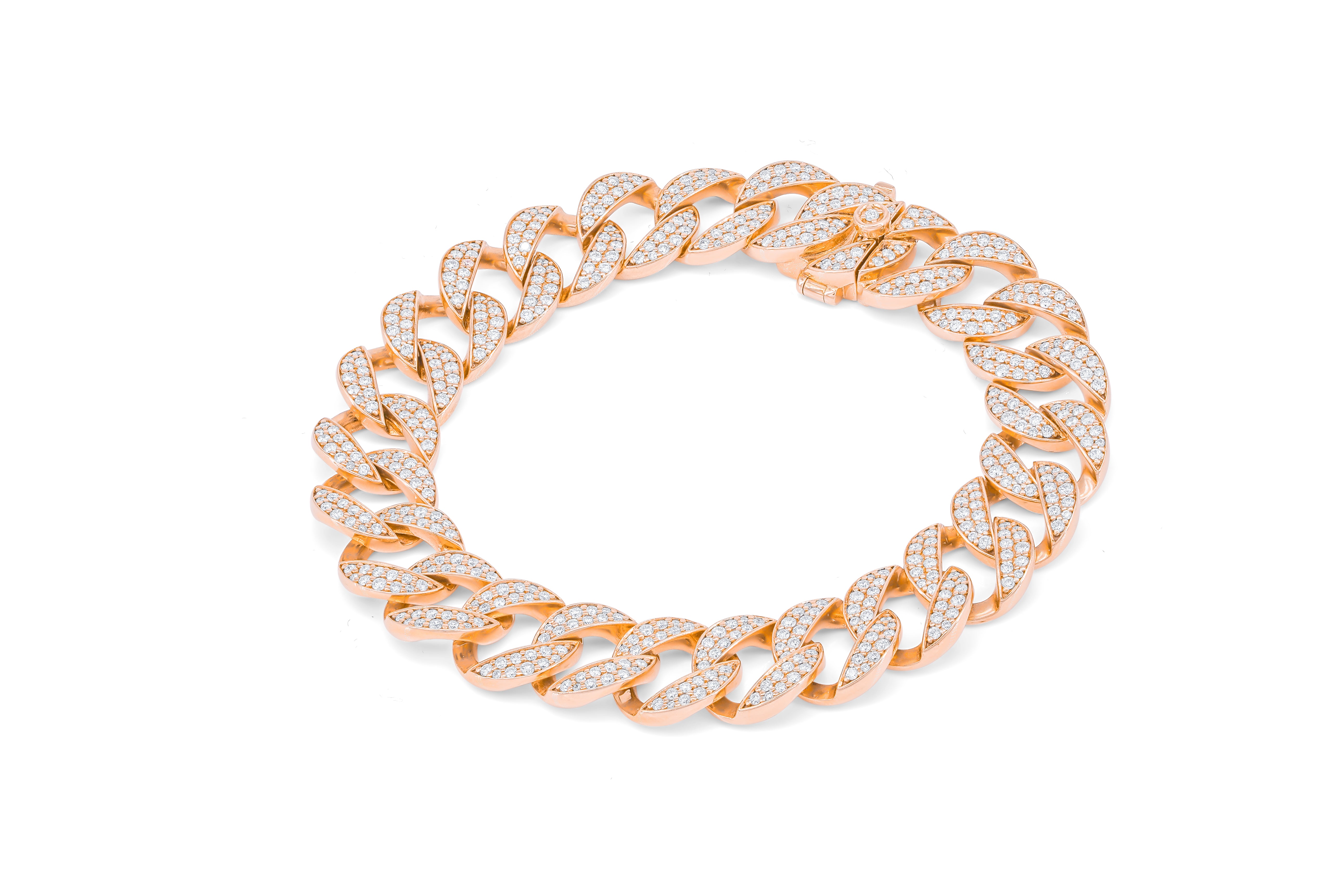 Cuban Diamond Bracelet in 18K Gold (Large)