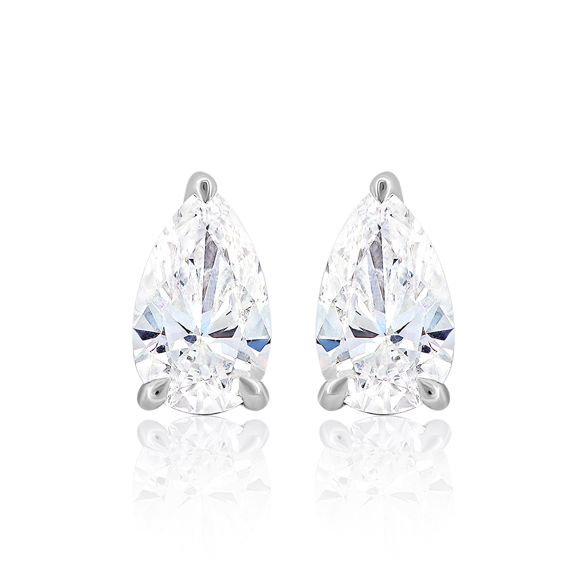 Pear Shape Diamond Stud Earrings in White Gold