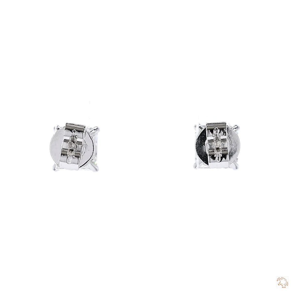Asscher Shape Diamond Stud Earrings in White Gold