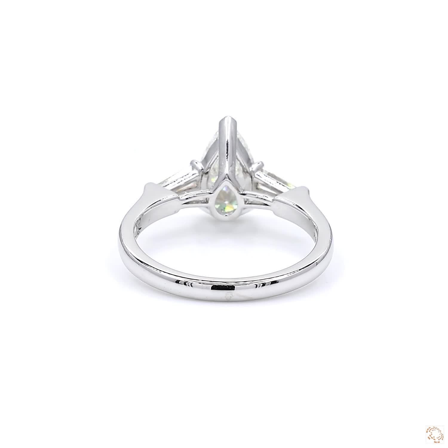 Pear & Baguette Shape Diamond Engagement Ring