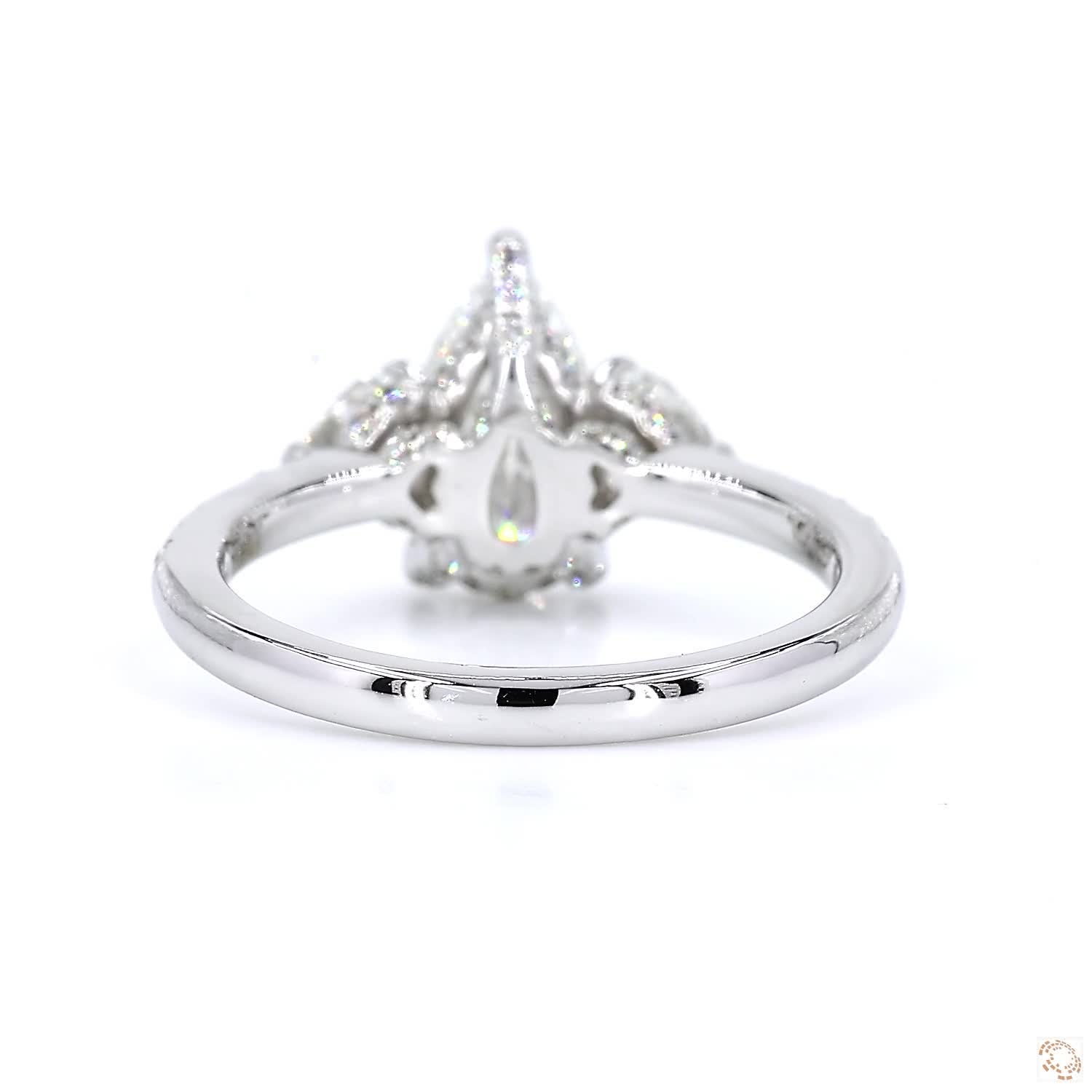 Pear & Heart Shape Three-Stone Diamond Engagement Ring