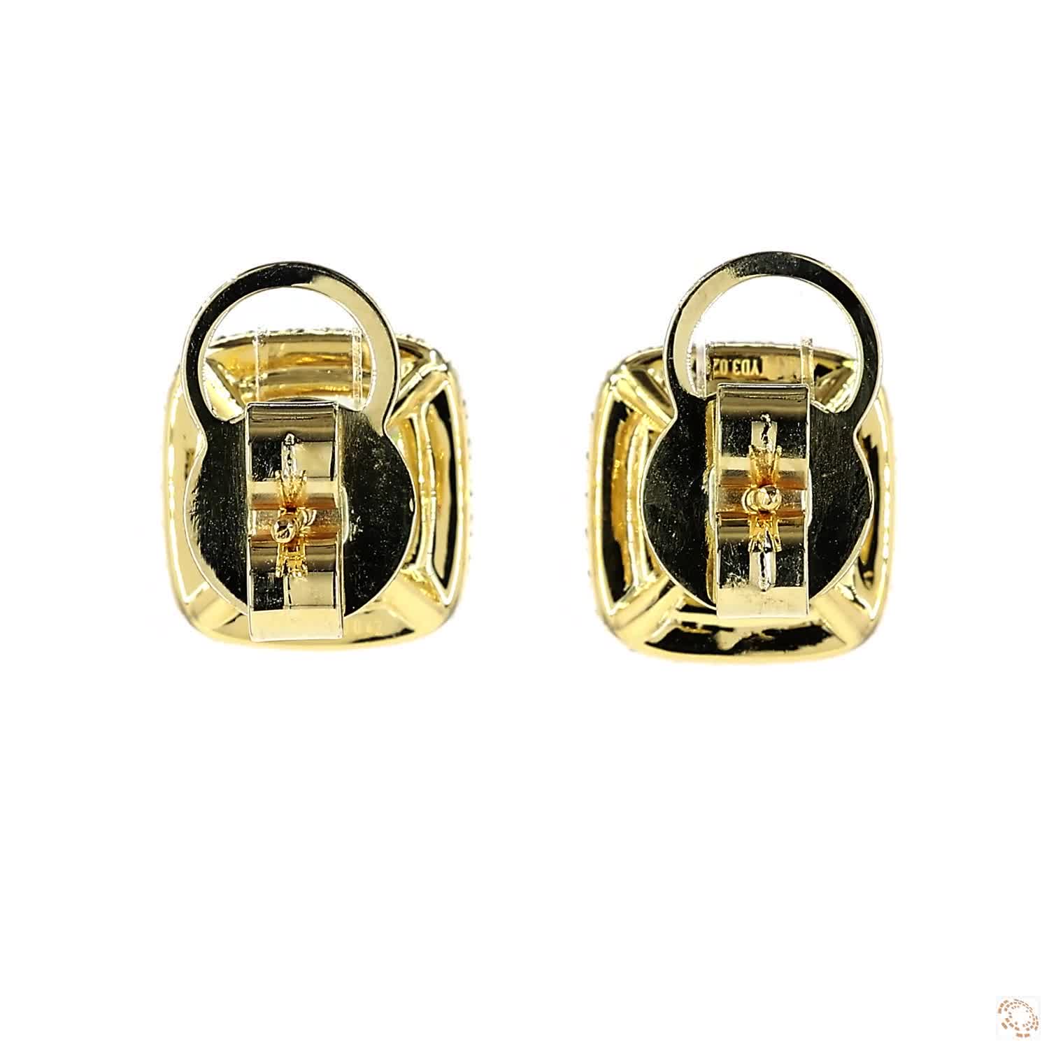 Cushion Cut Yellow Diamonds Halo Stud Earrings (3 ct per diamond)