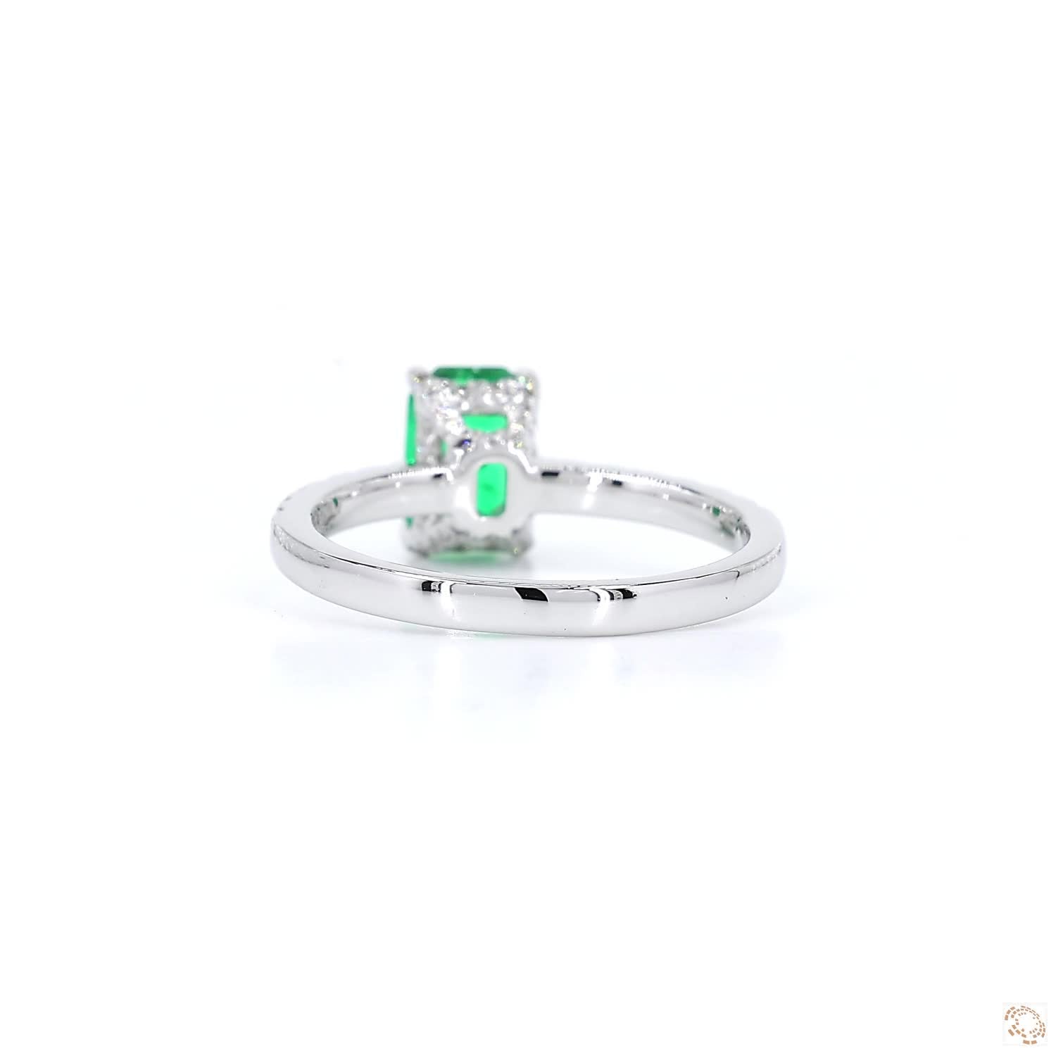 Emerald Cut Columbian Green Emerald and Diamond Engagement Ring