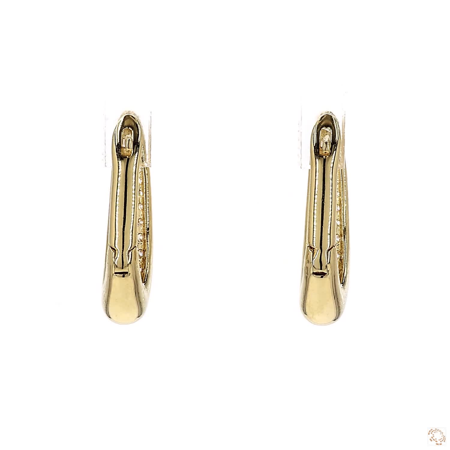 Pavé Diamond Three Rows Hoops Earrings