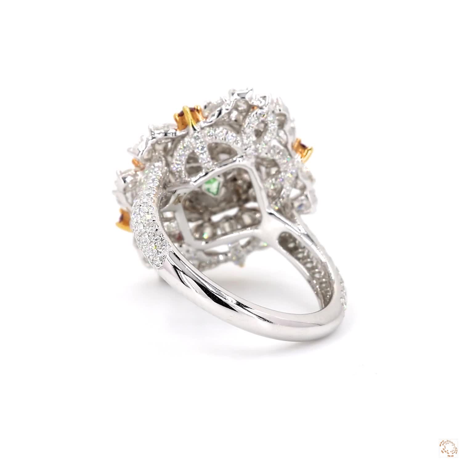 Radiant Fancy Light Greenish Yellow Diamond Ring