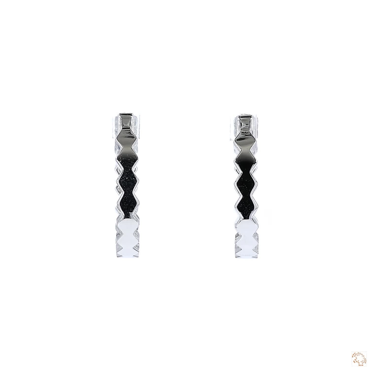 Hexagon Bezel Set Round Brilliant Diamond Hoop Earrings