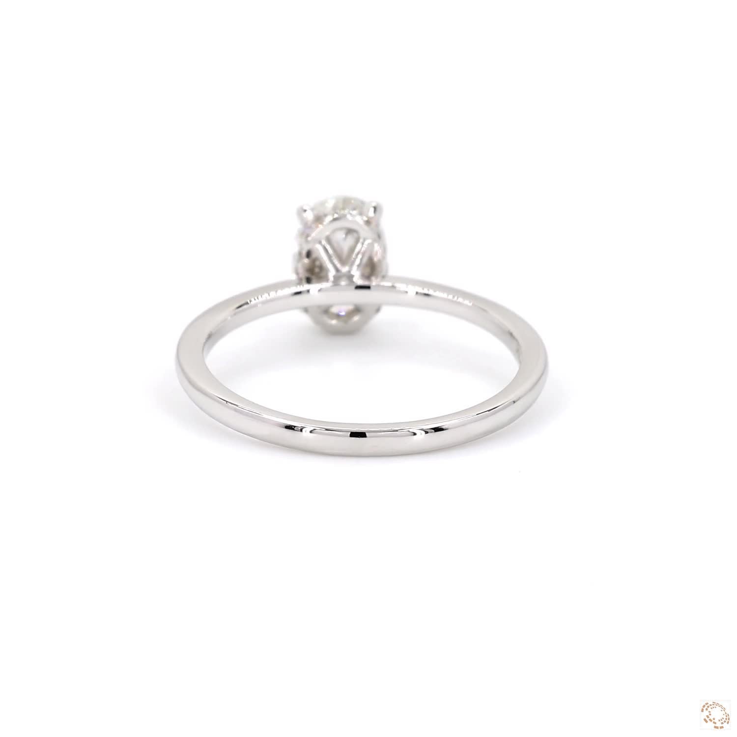 Solitaire Oval Shape & Hidden Halo Diamond Ring