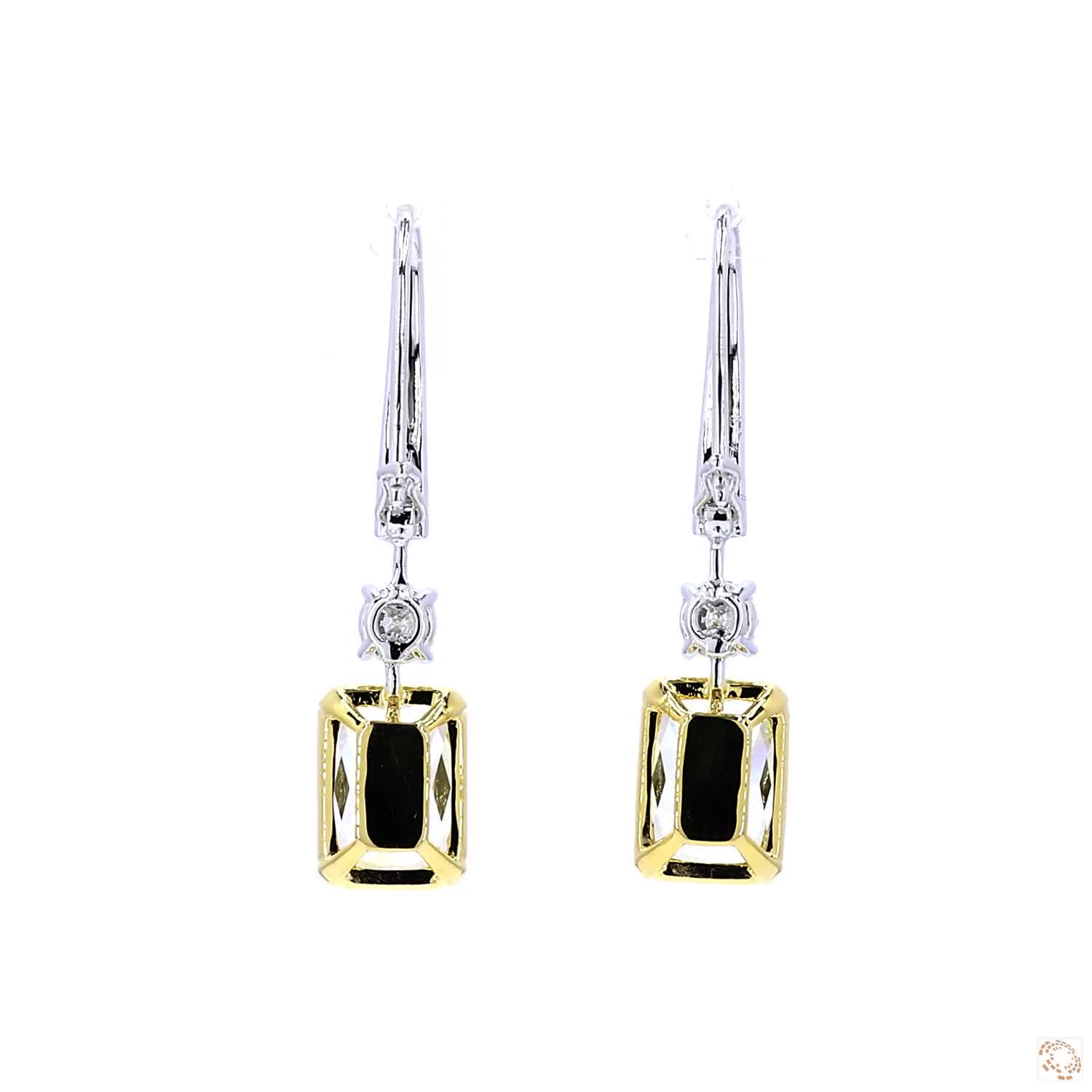 Radiant Cut Yellow Diamond Dangling Earrings