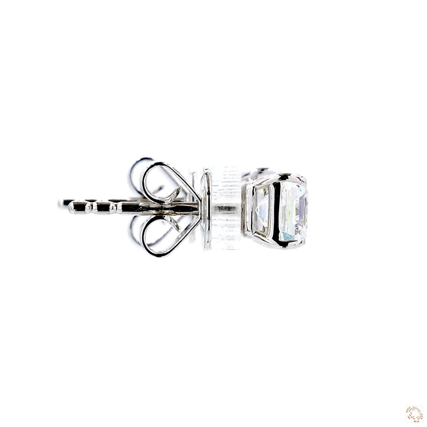 4-Prong Asscher Shape Diamond Studs (0.7 ct per diamond)