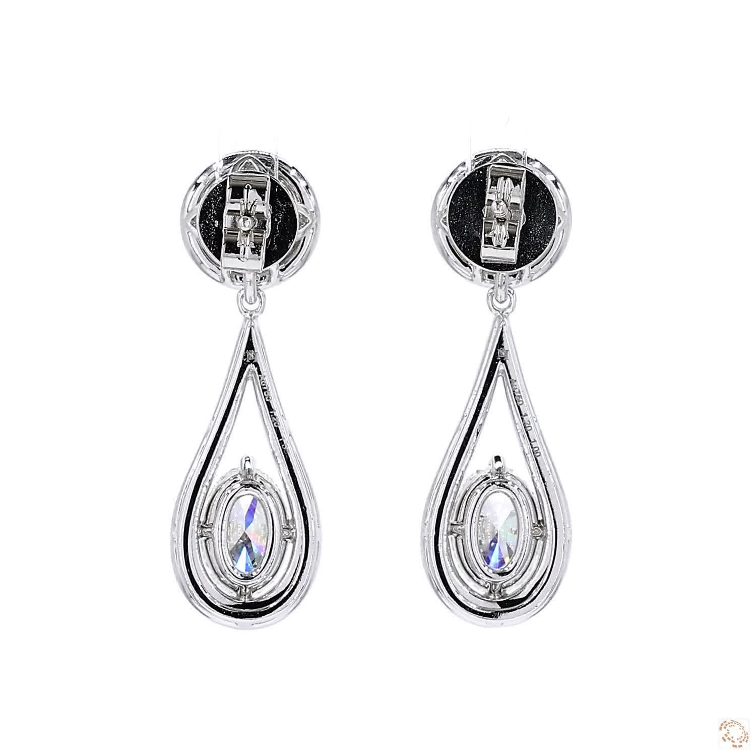 Tear Drop Oval Shape Diamond Dangling Earrings