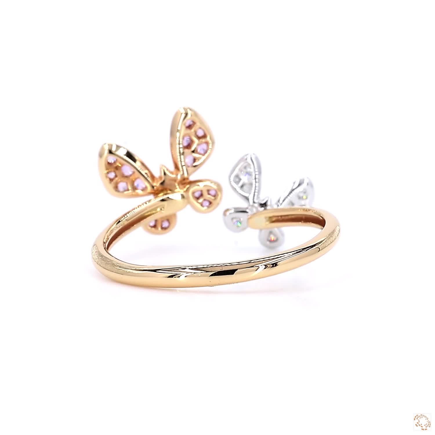 Double Butterfly Diamond & Sapphire Ring (0.26 ct)