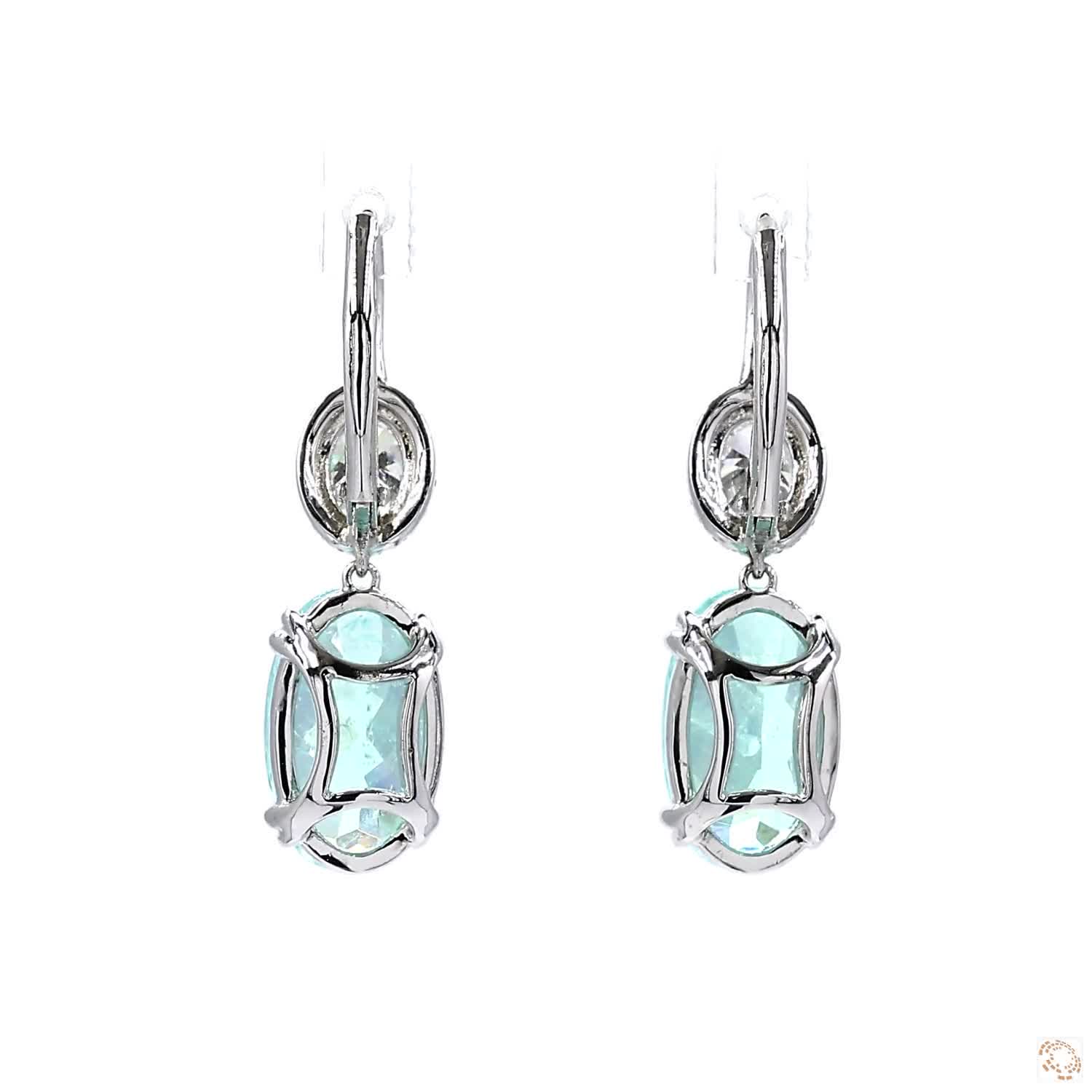 Paraiba And Diamonds Halo Drop Earrings