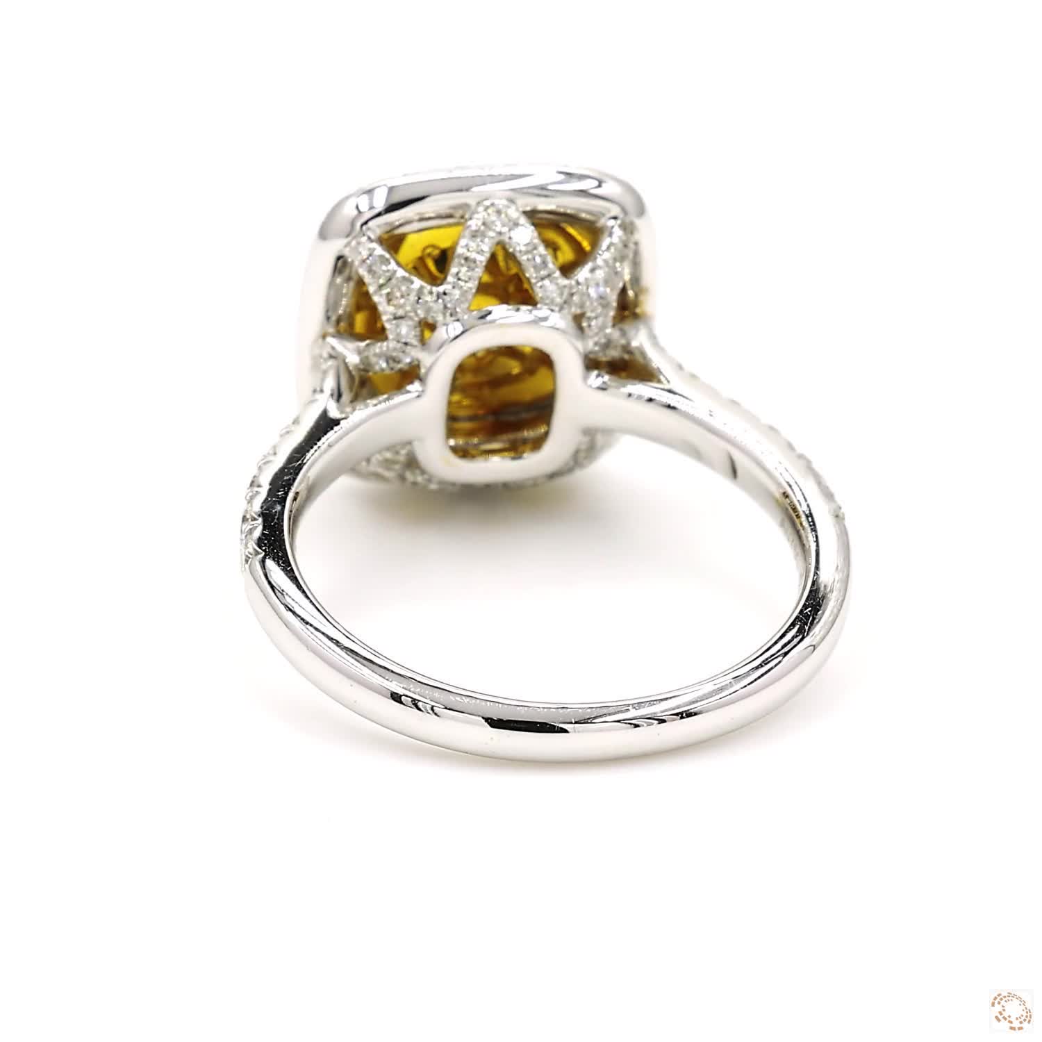 Fancy Yellow Dual Halo Cushion Engagement Ring