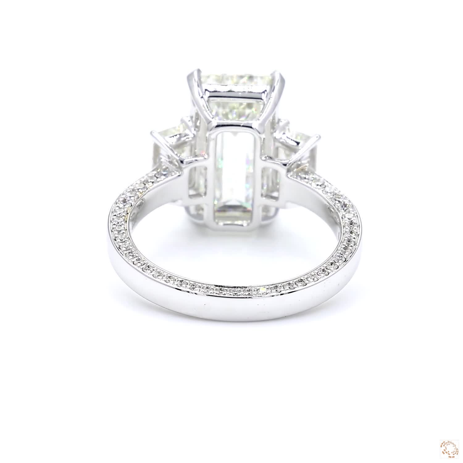 Three-Stone Emerald Cut Diamond Engagement Ring