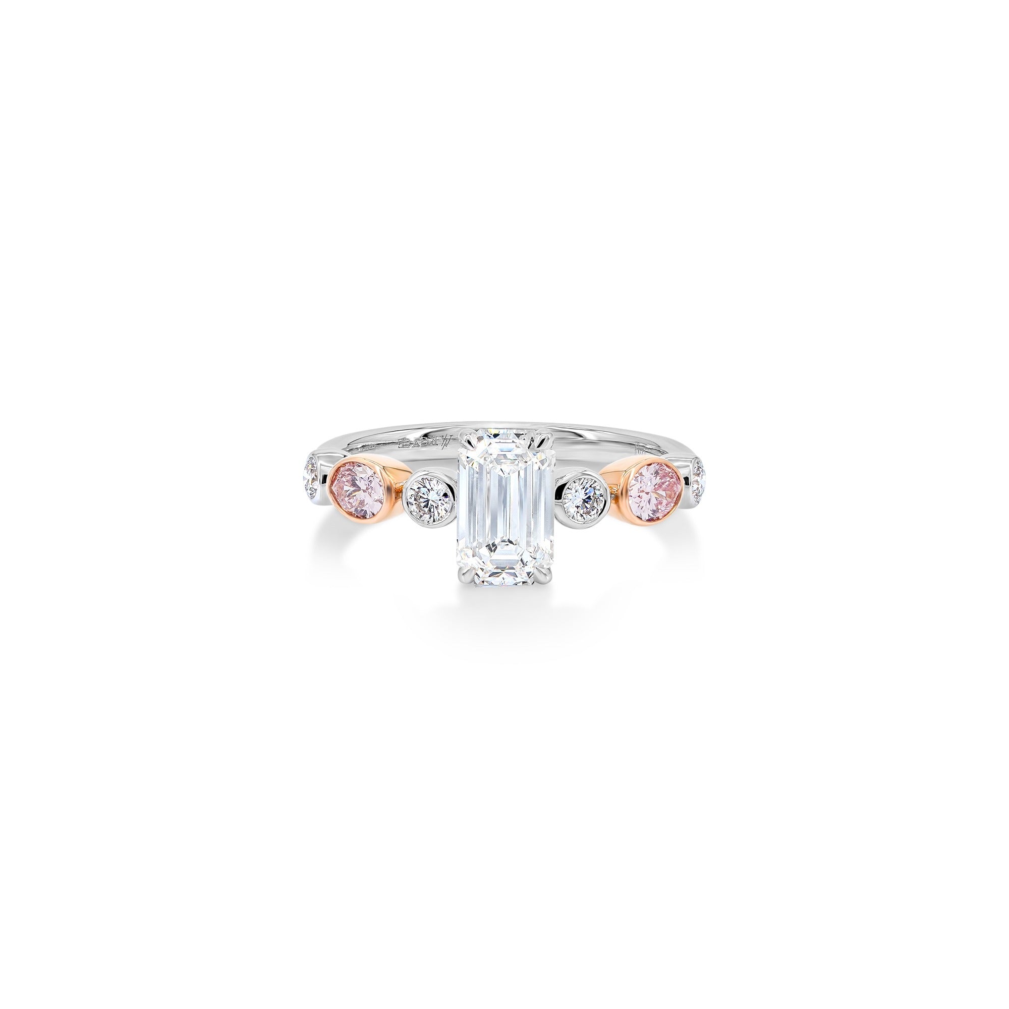 Argyle Pink Oval & White Emerald Diamond Ring
