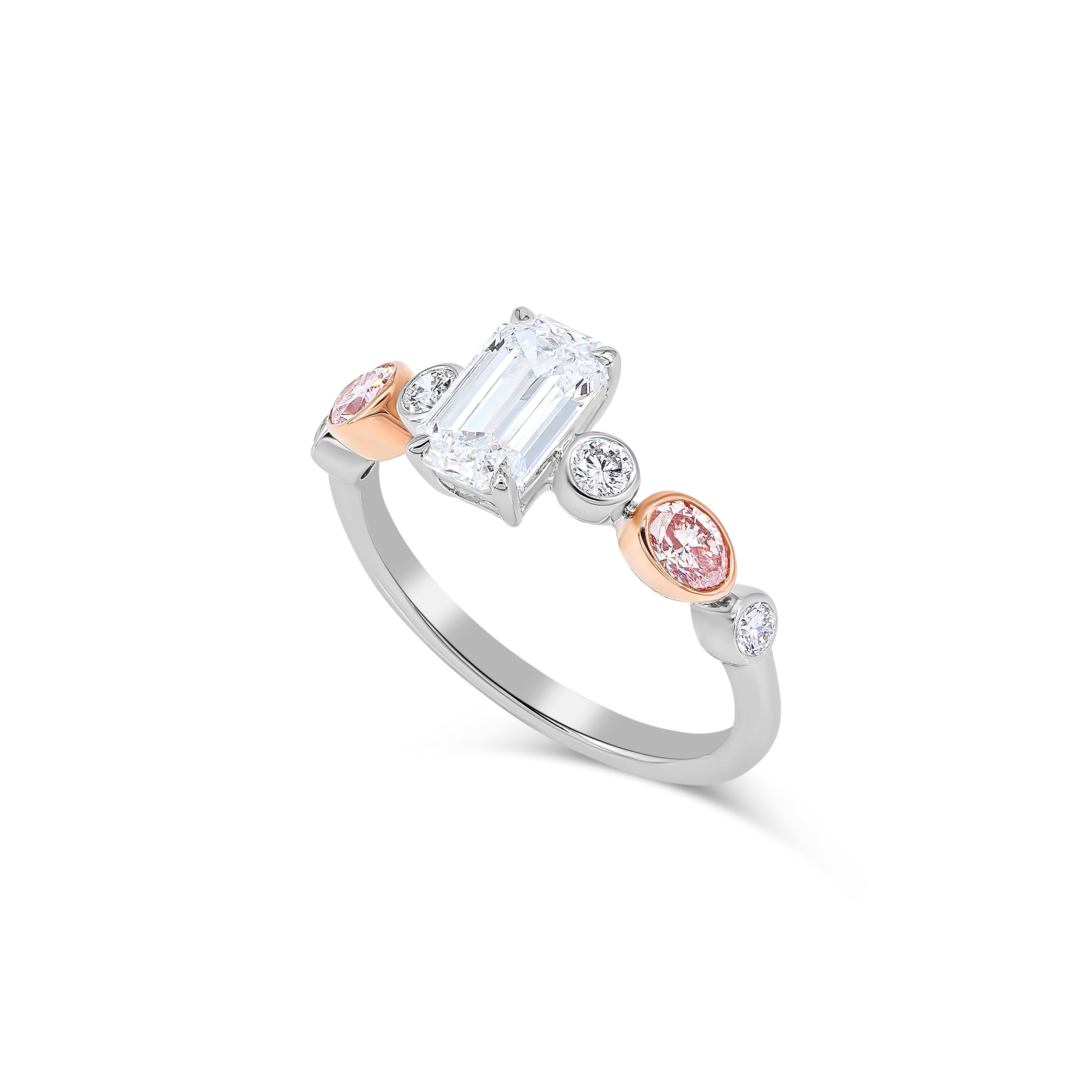 Argyle Pink & White Emerald Diamond Ring