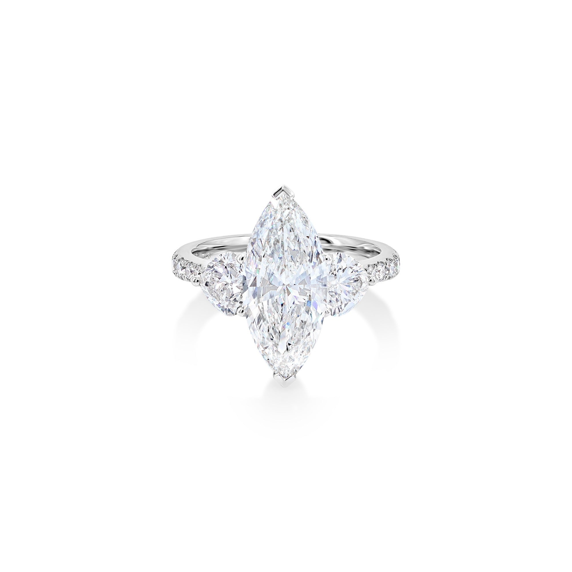 Marquise Cut Three-Stone  Diamond Ring