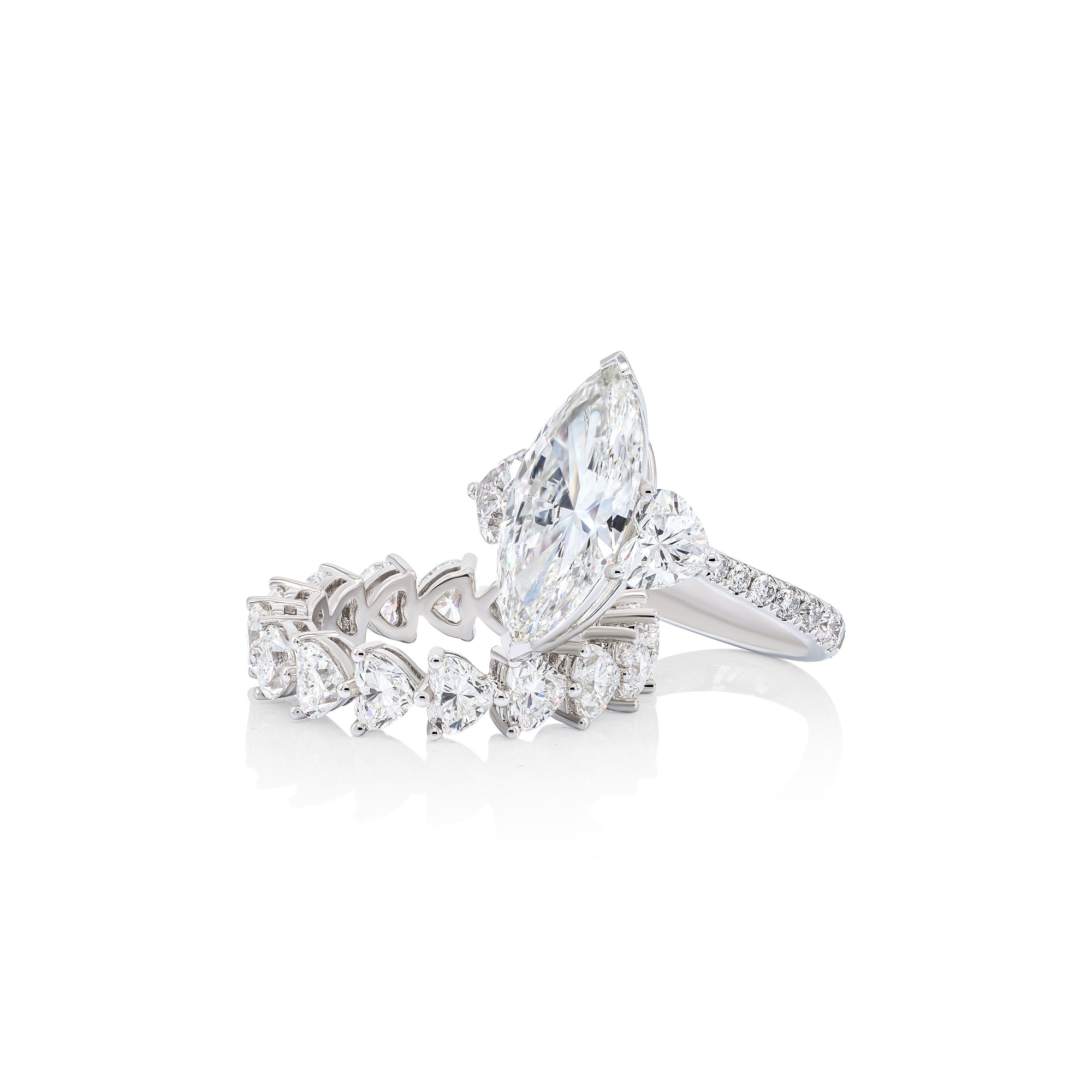 An Exceptional Marquise Cut Three-Stone  Diamond Ring