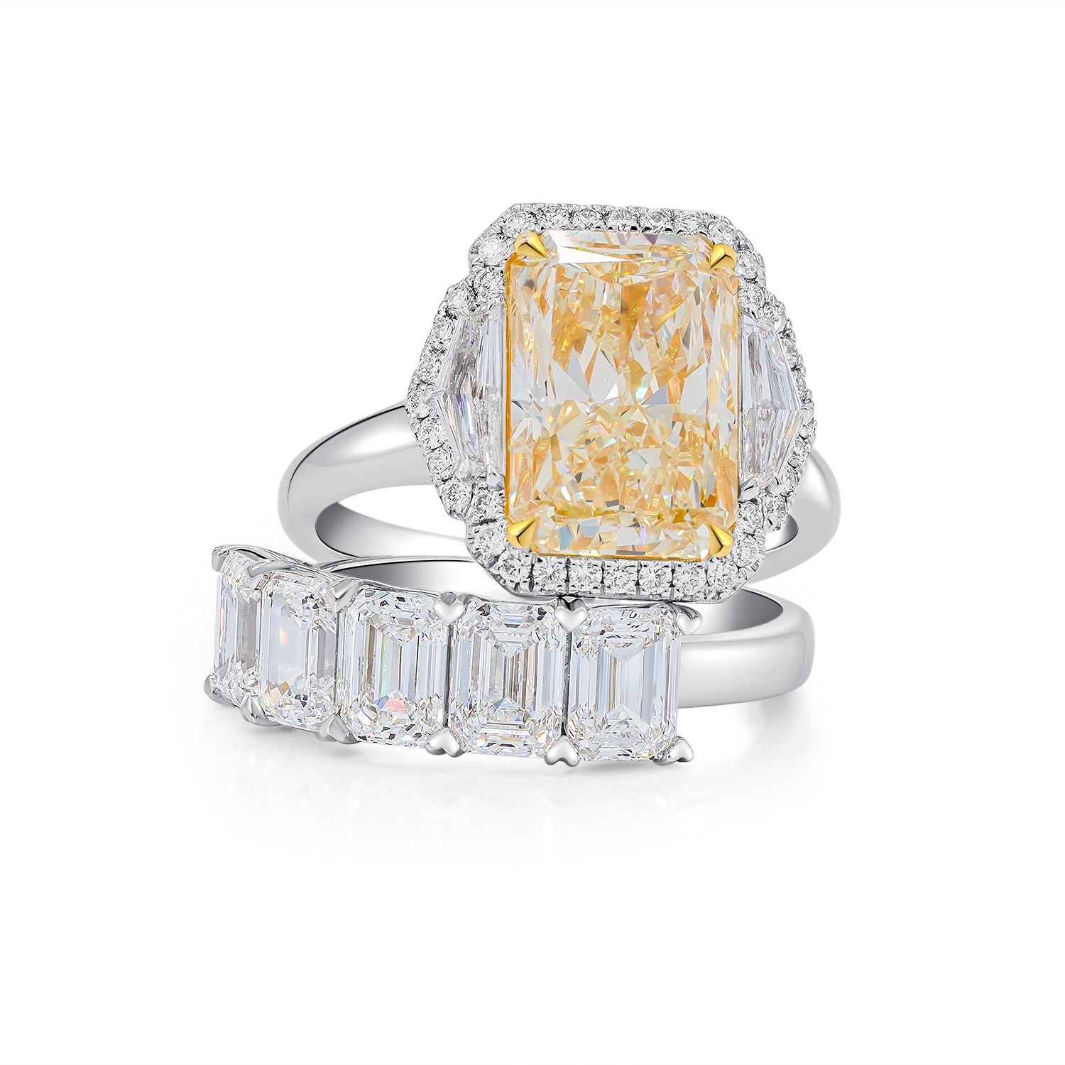 Emerald Cut Diamond Half Eternity Ring (0.5ct per diamond)