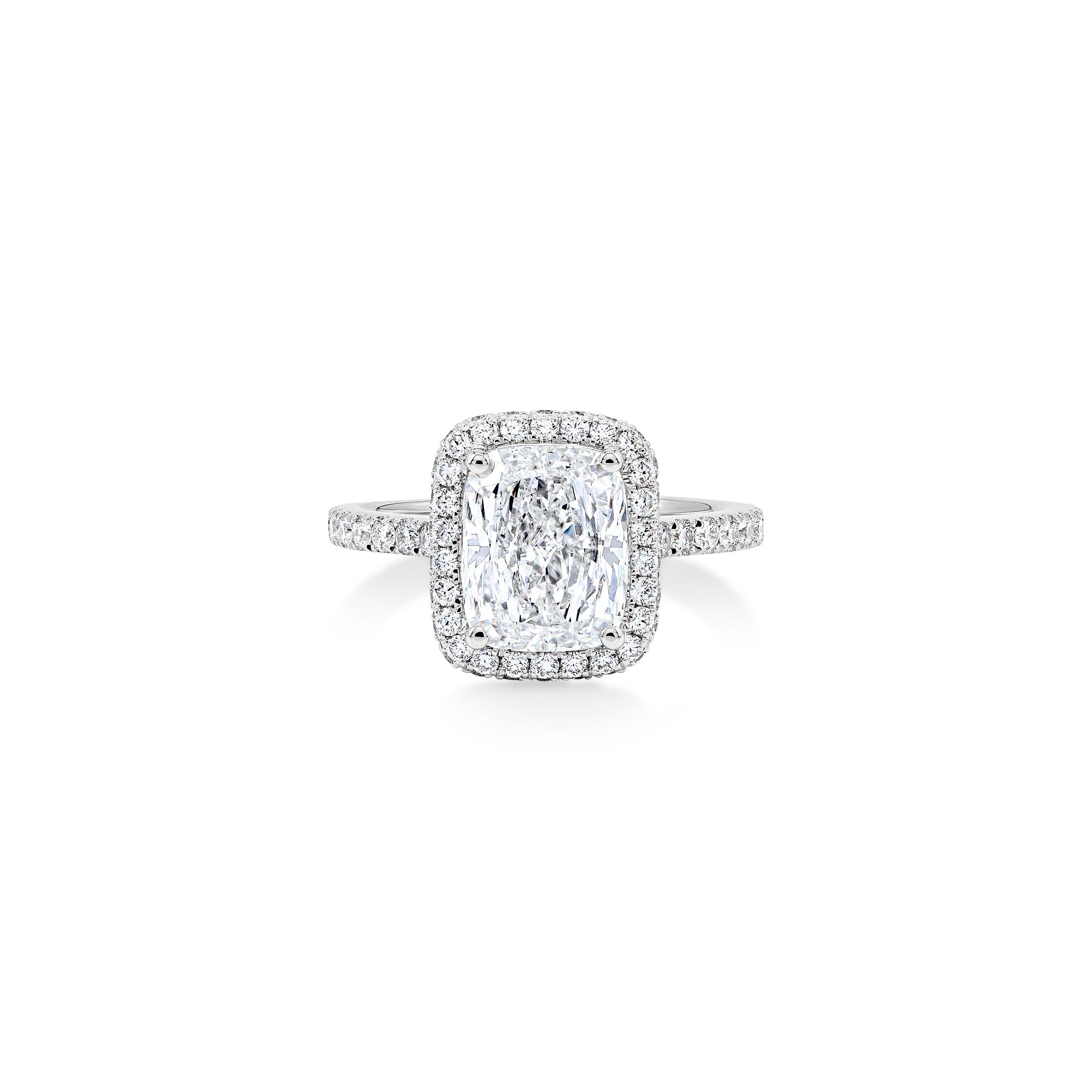Cushion Cut Diamond Halo Engagement Ring