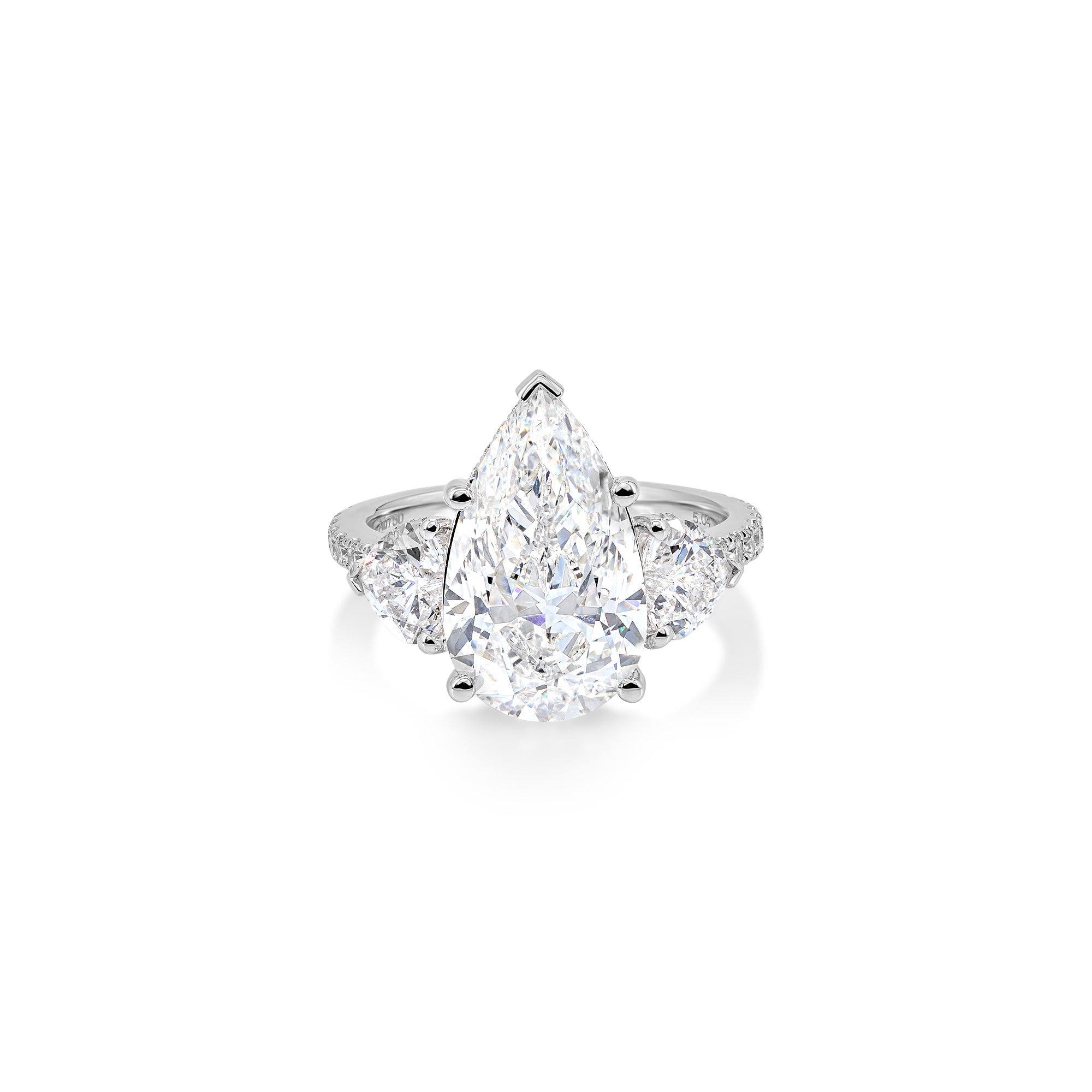 Three-Stone Pear Cut Diamond Engagement Ring